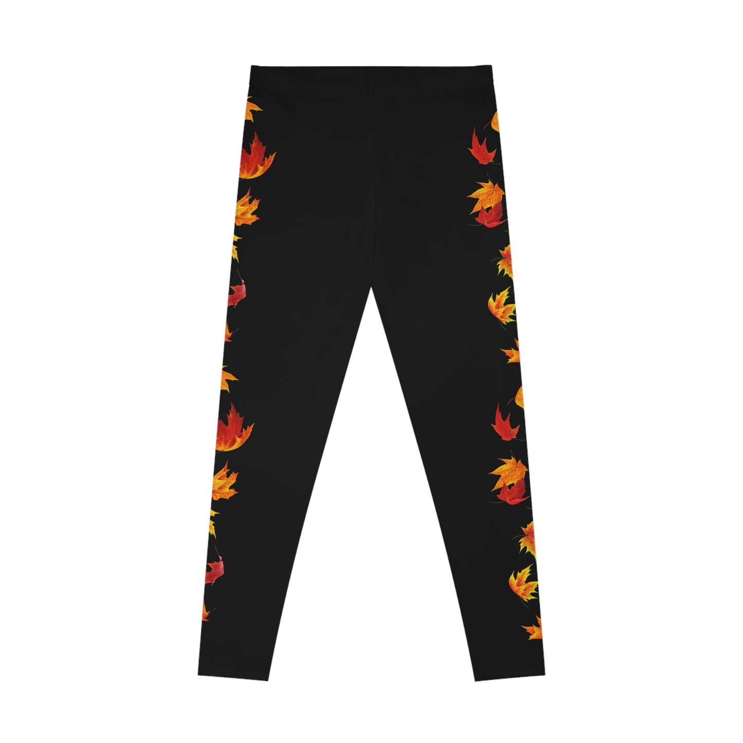 Falling leaves Stretchy Fall Leggings Black