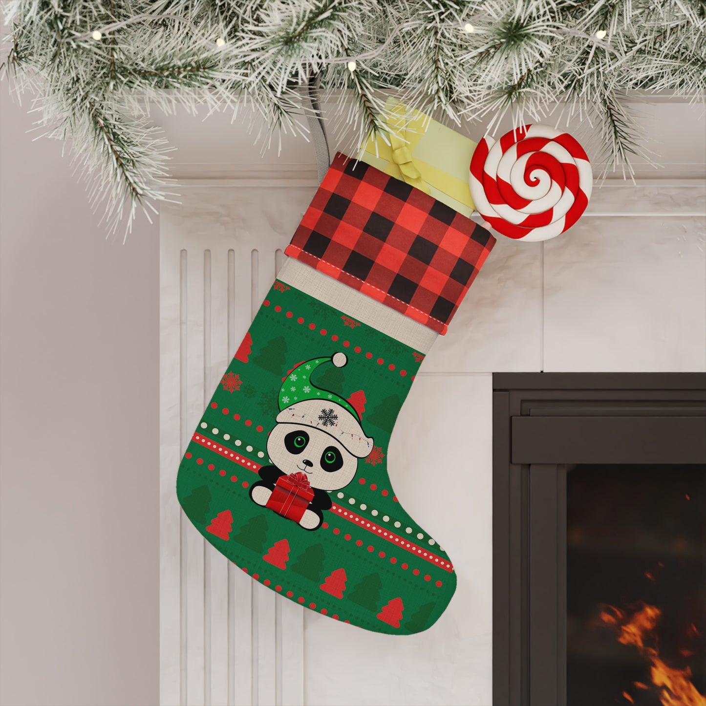 Panda Christmas sweater pattern Stocking