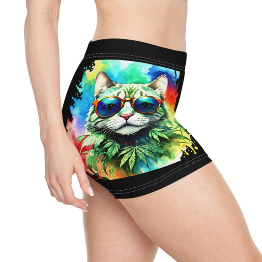 Chasing The Rainbow Cat, Summer Shorts, Womens
