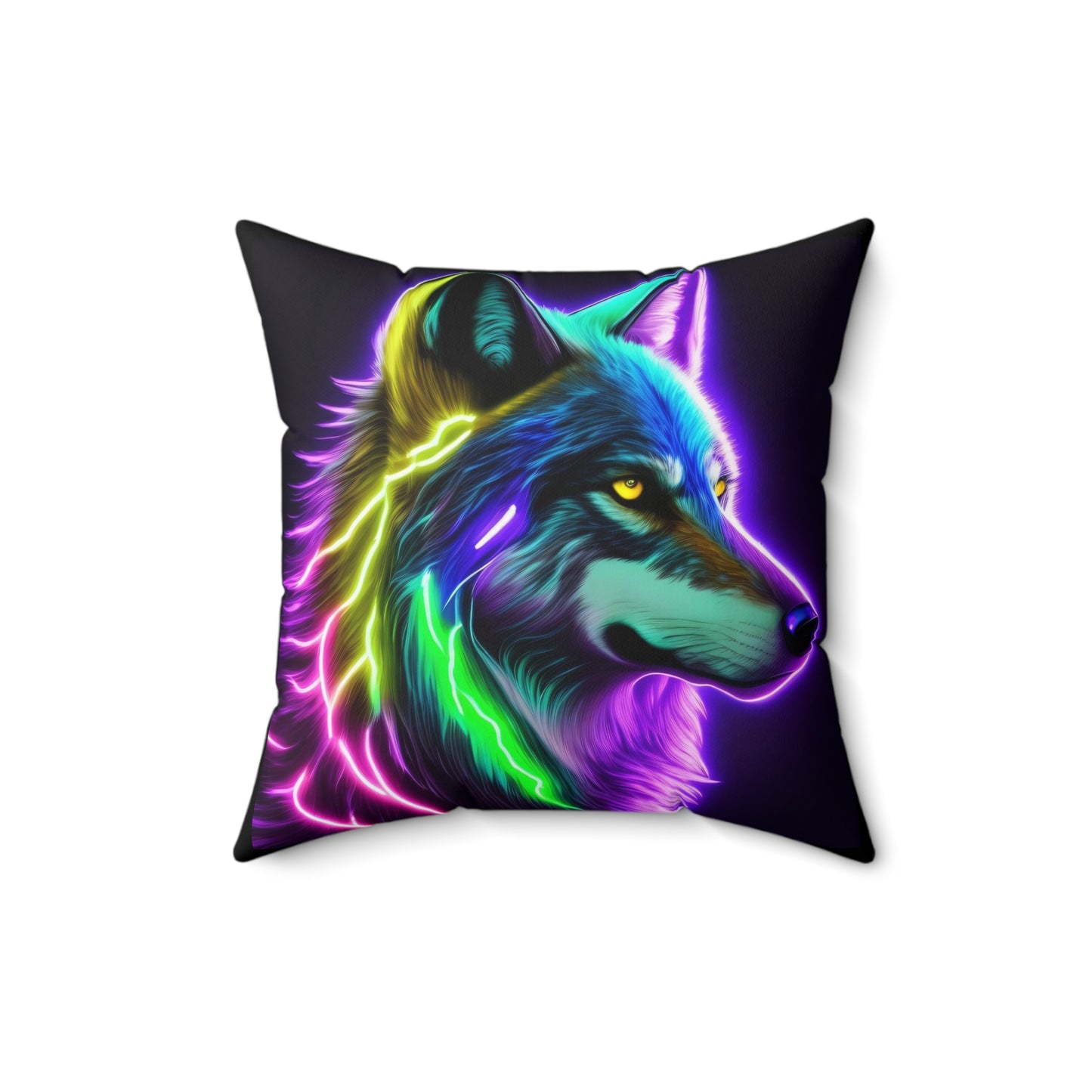 Lightning Wolf, Spun Polyester Square Pillow