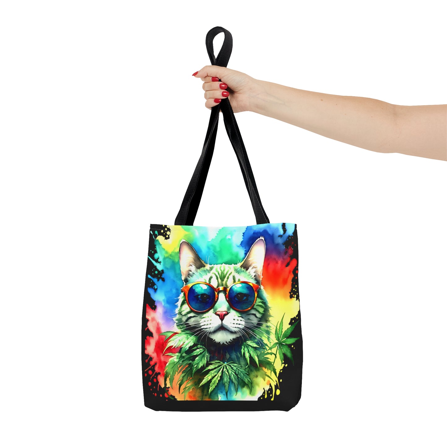 Chasing The Rainbow Cat, 420 Themed, Tote Bag