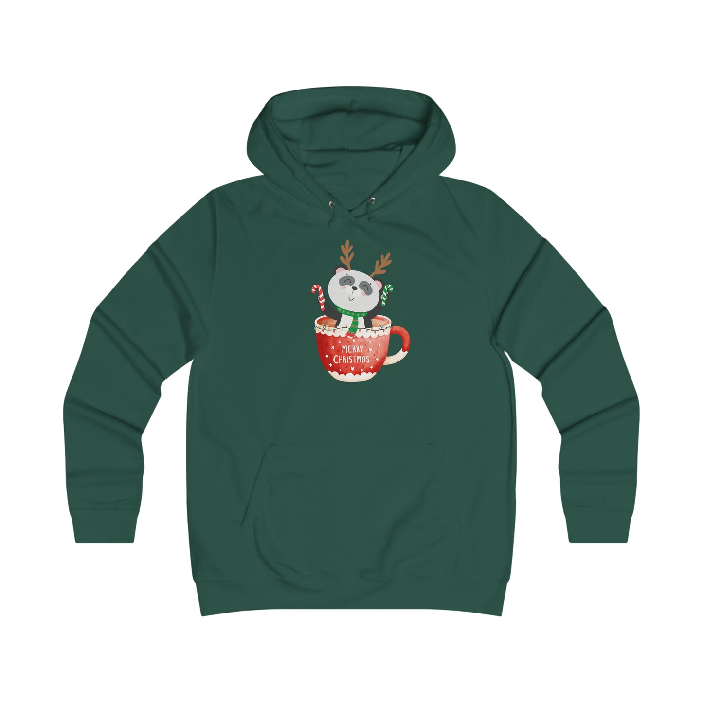 Merry Christmas Panda Girlie College Hoodie