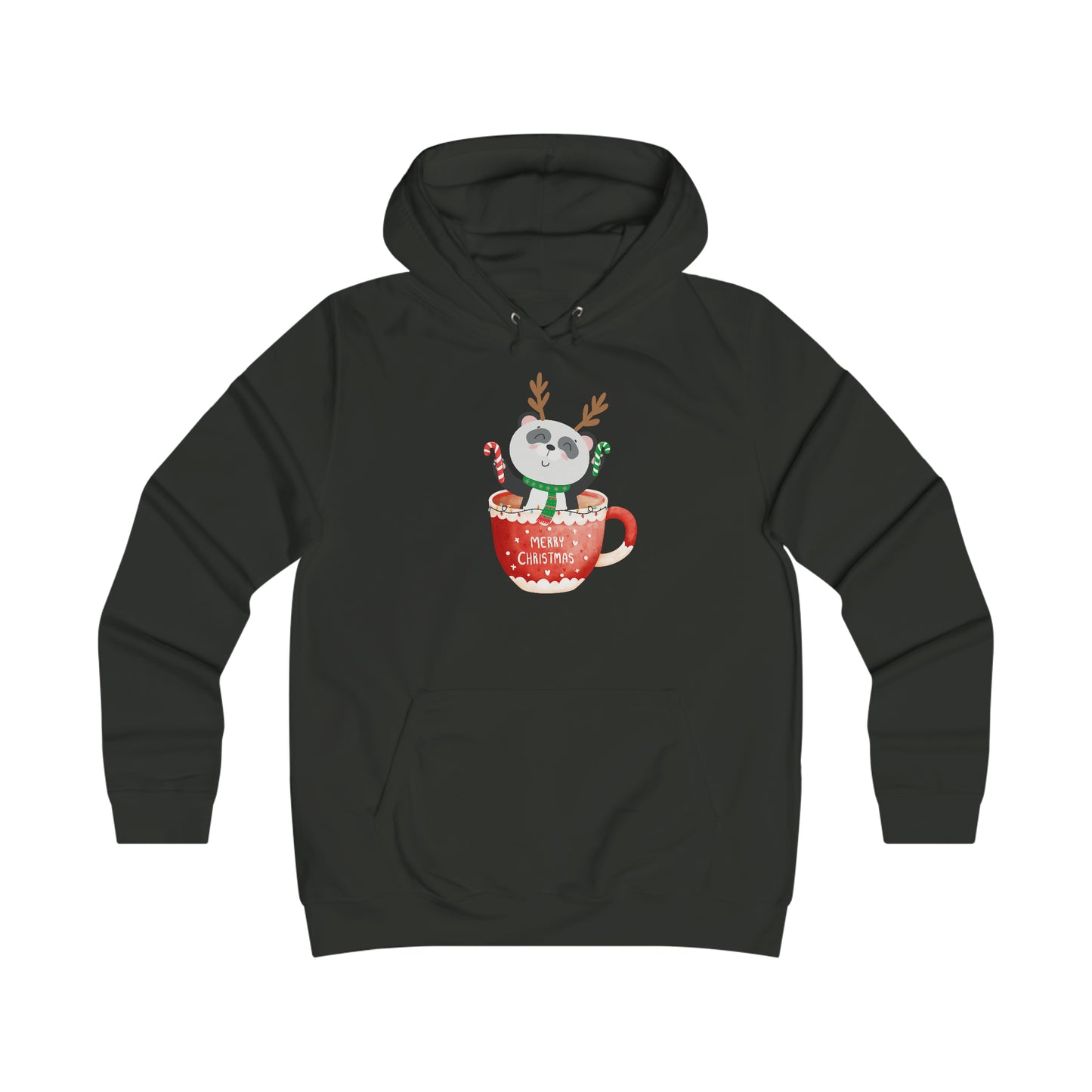 Merry Christmas Panda Girlie College Hoodie