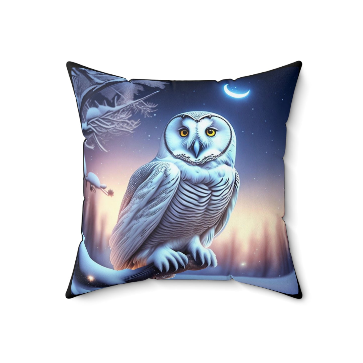 Sweet Dreams, Snowy Owl,  Spun Polyester Square Pillow