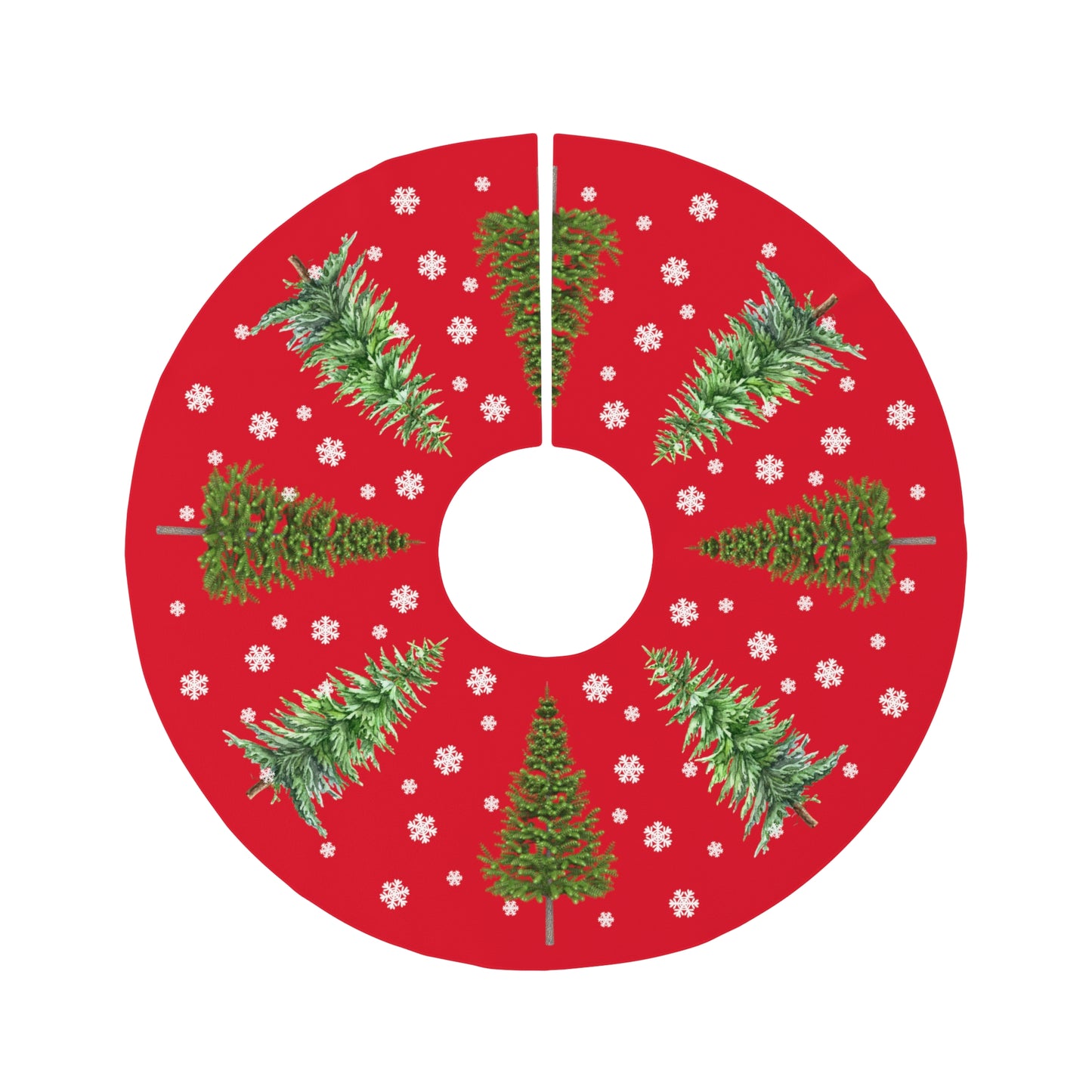 Evergreen Round Christmas Tree Skirt Red