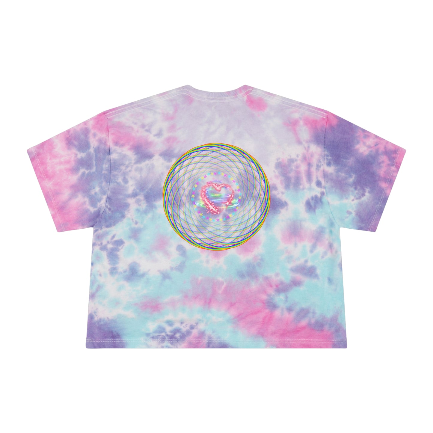 Rainbow Spiral PRIDE Heart Women's Tie-Dye Crop Tee