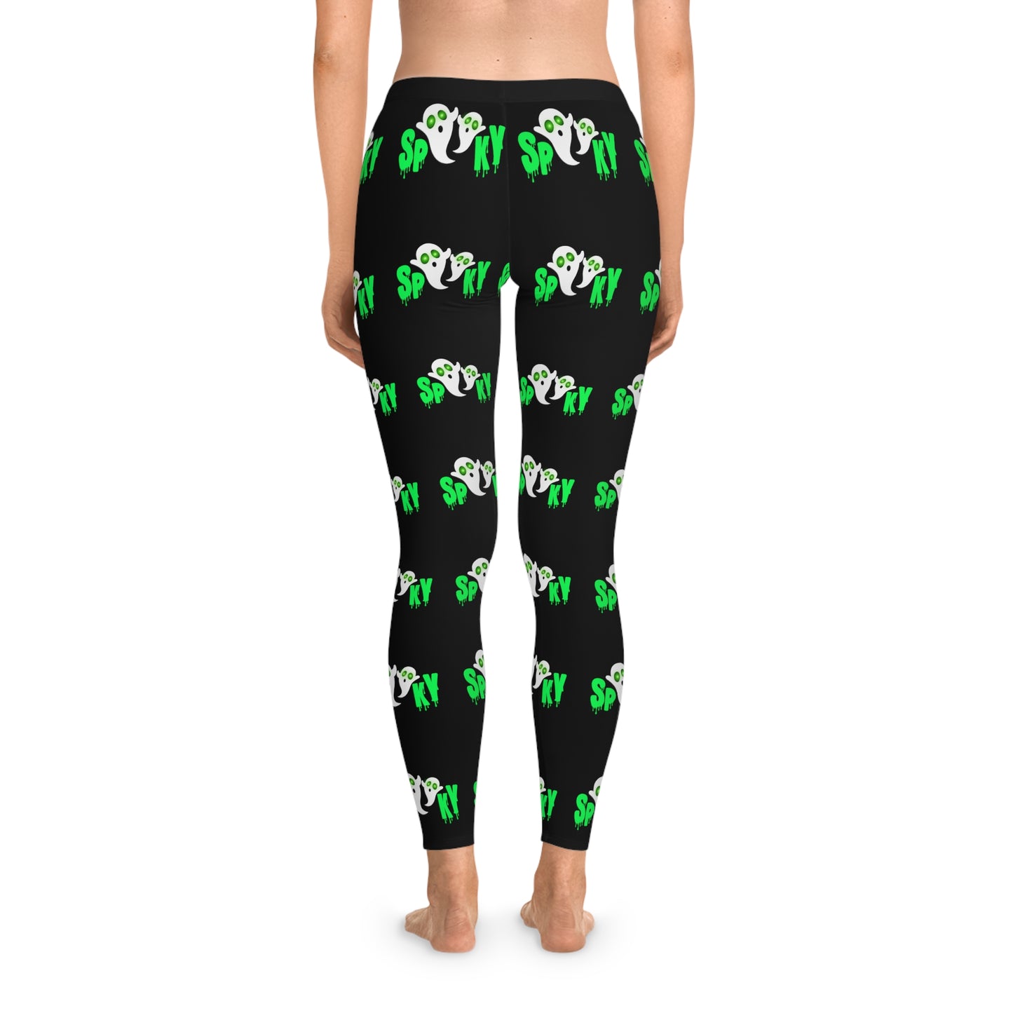 Spooky Halloween Stretchy Leggings Black