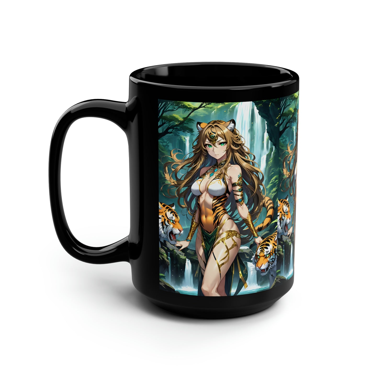 Jungle Tigress, Black Mug, 15oz