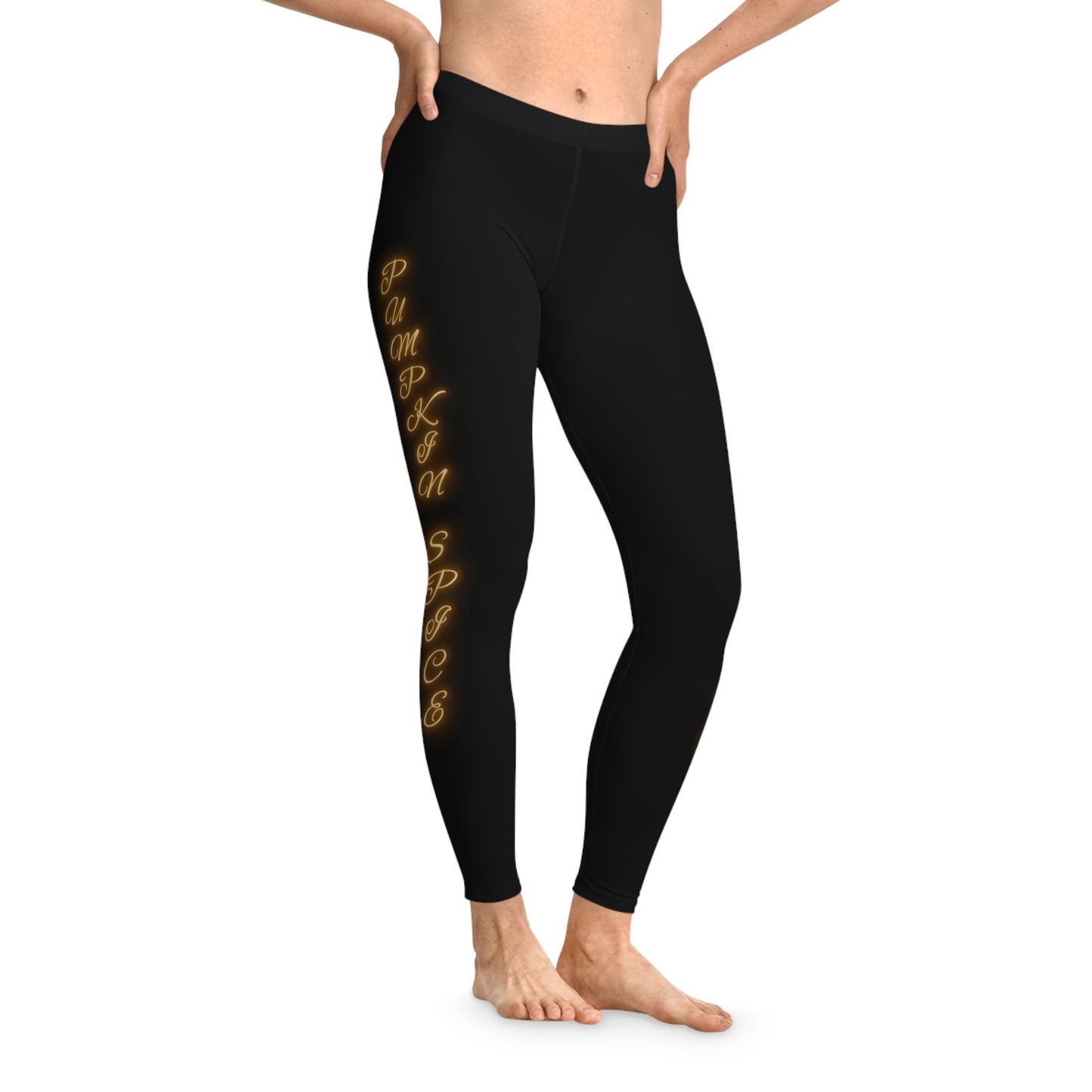 Pumpkin Spice Stretchy Fall Leggings Black