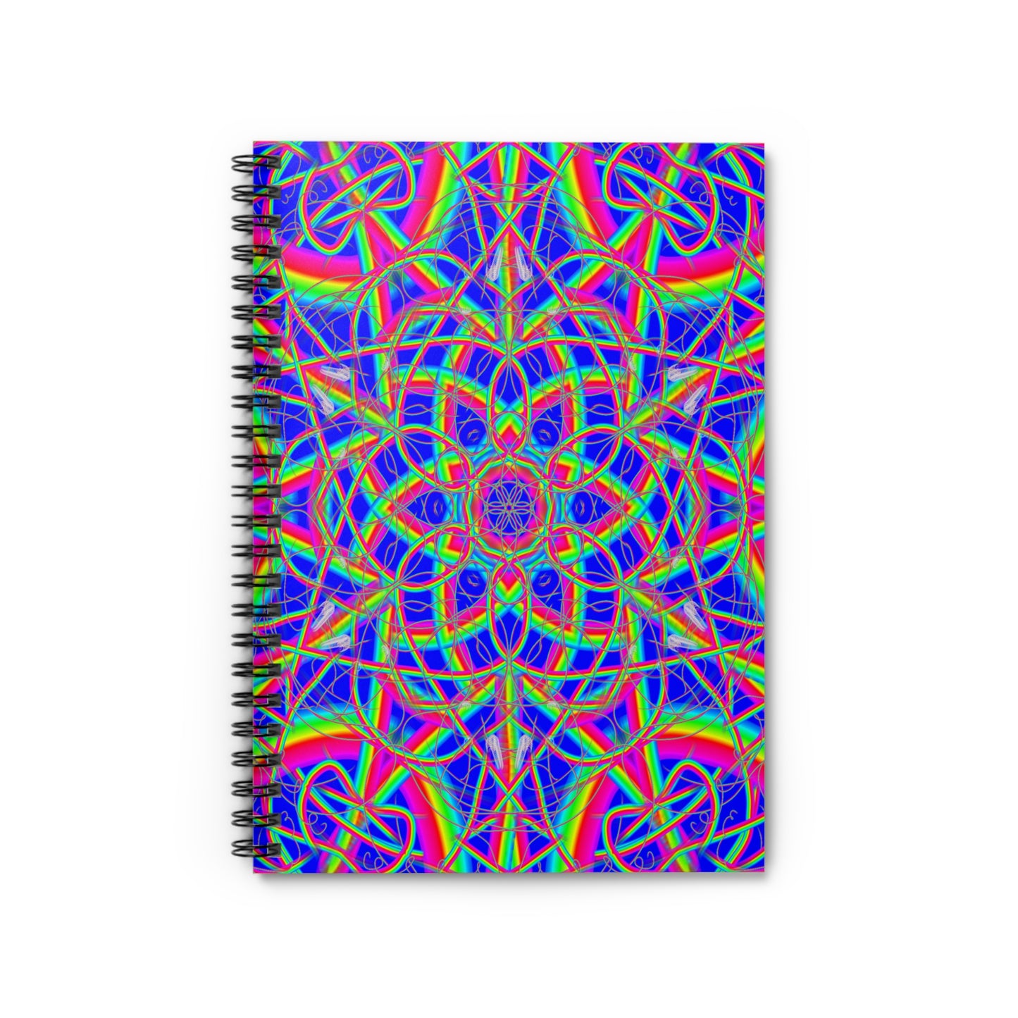 Psychedelic Rainbow Mandala Spiral Notebook - Ruled Line