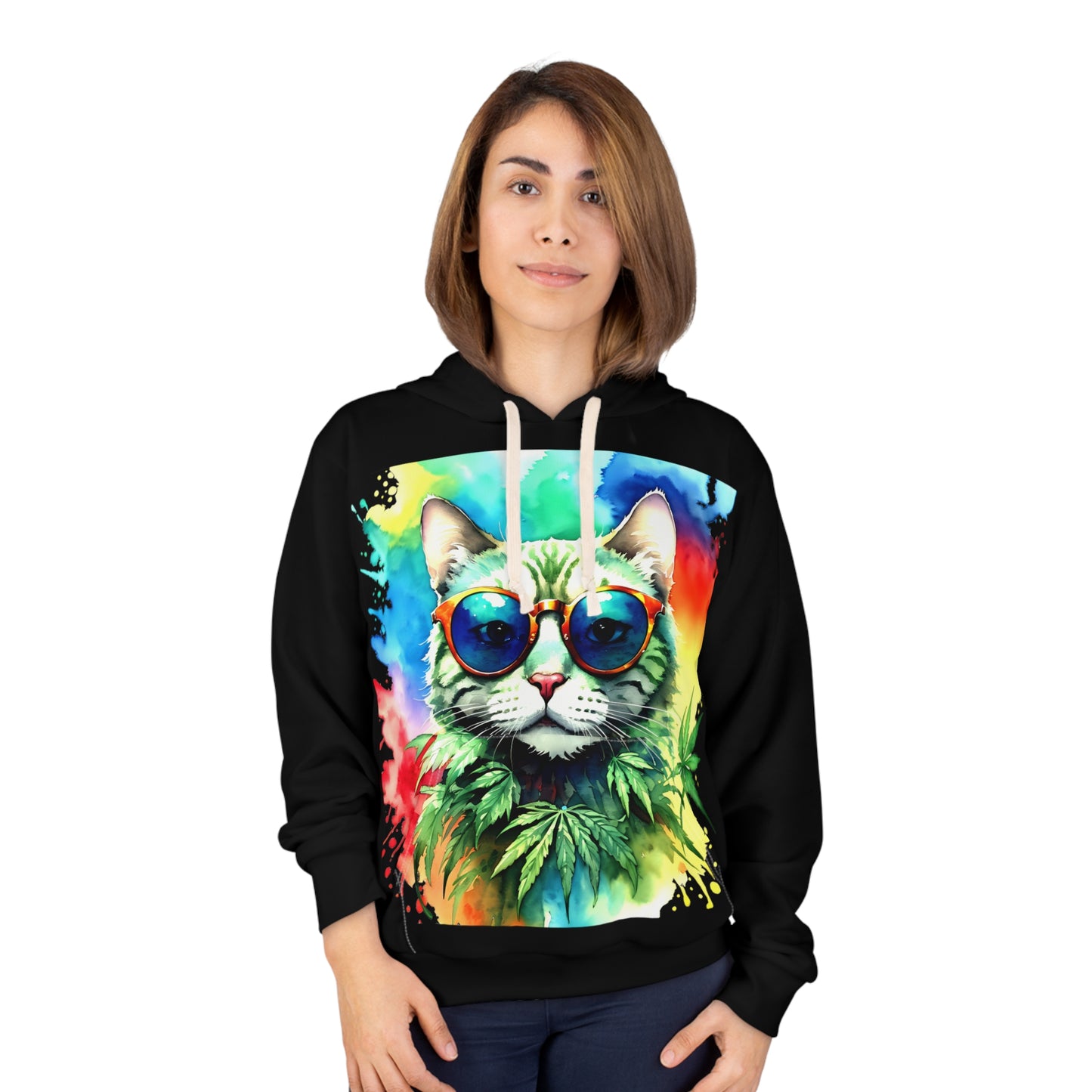 Chasing The Rainbow Cat, Pullover Hoodie (AOP)