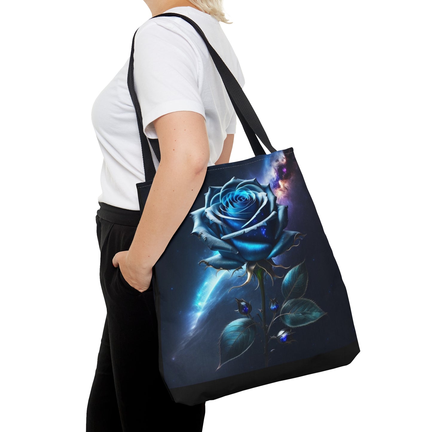 Cosmic Blue Rose,Tote Bag