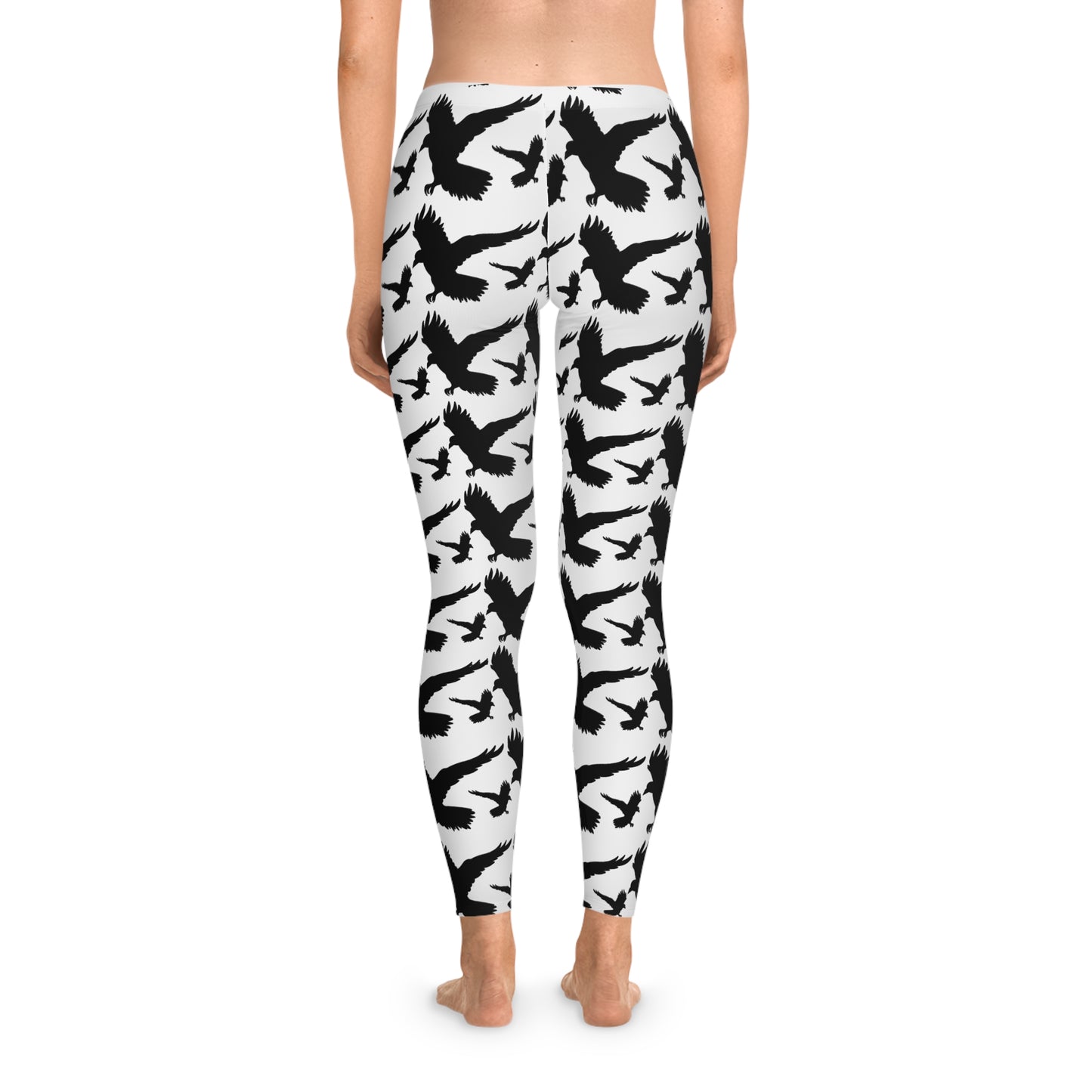 Raven Halloween Stretchy Leggings white