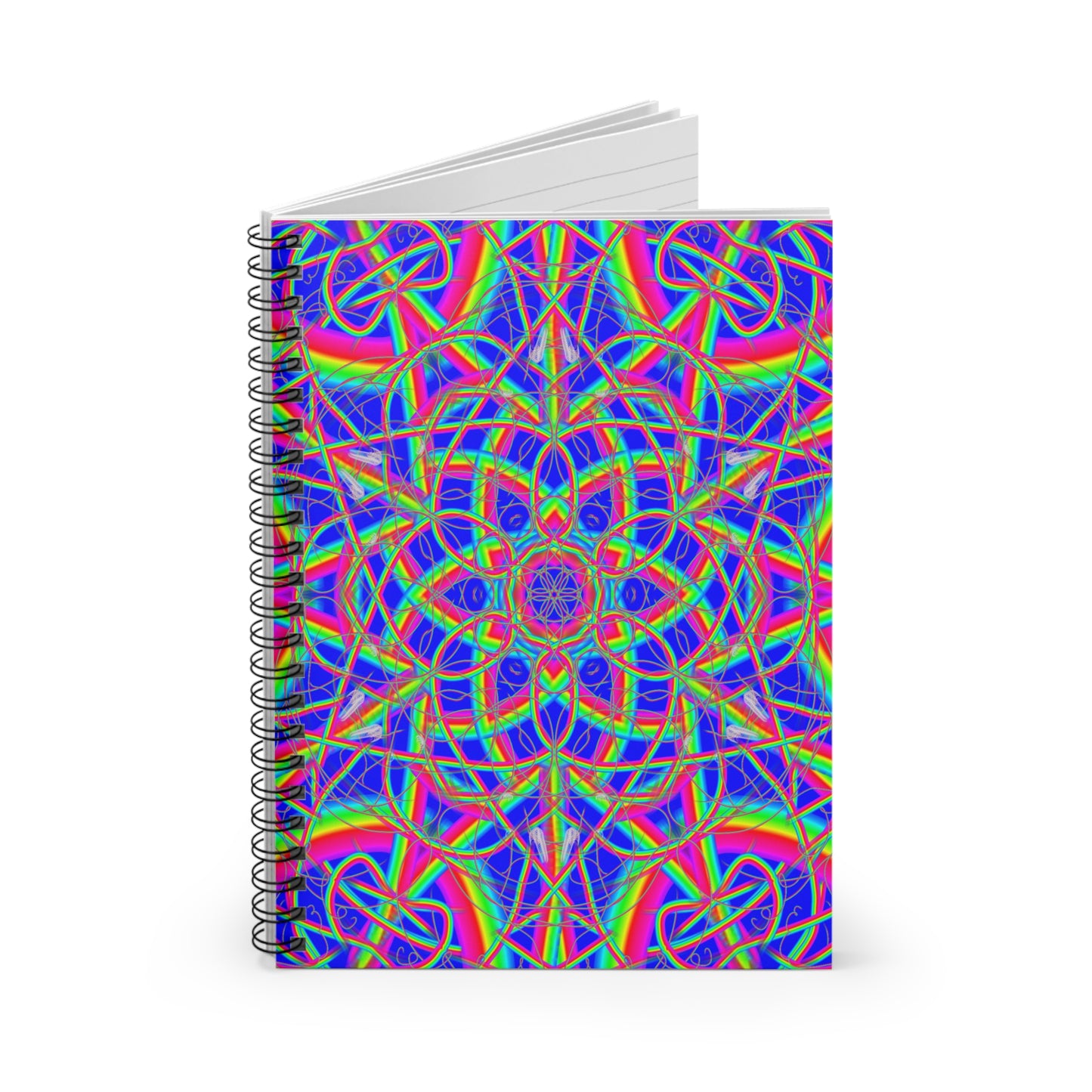 Psychedelic Rainbow Mandala Spiral Notebook - Ruled Line