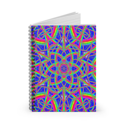 Psychedelic Rainbow Mandala Spiral Notebook - Ruled Line