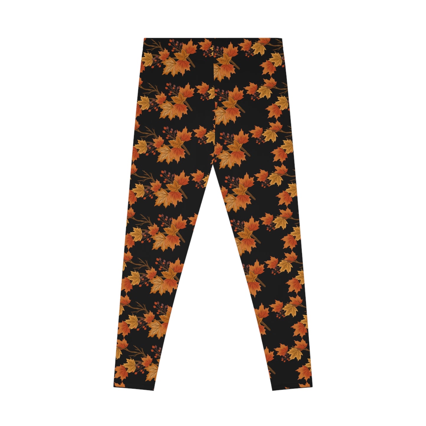 Autumn leaves fall Stretchy Leggings Black