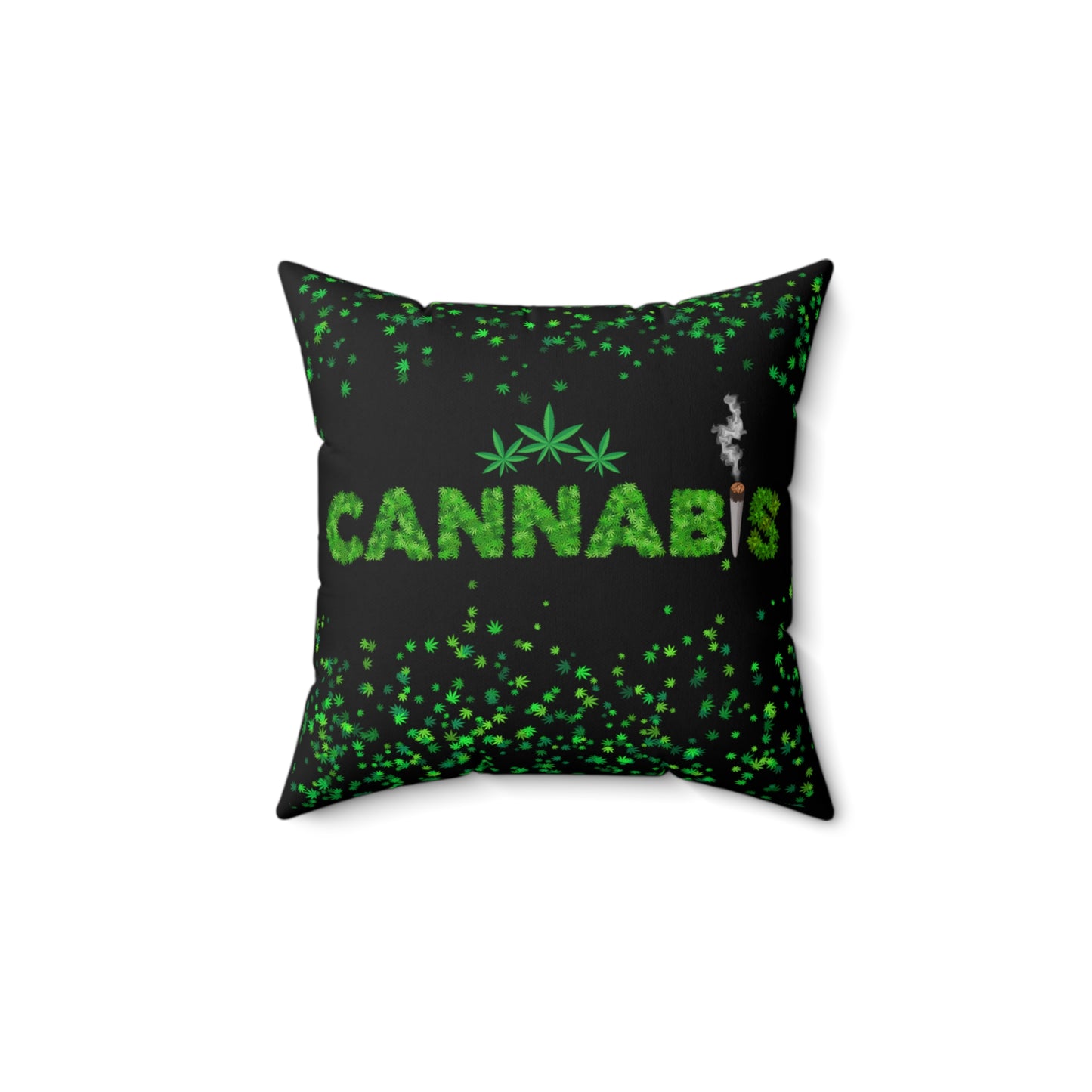 Cannabis Leaves, 420 Themed, Spun Polyester Square Pillow