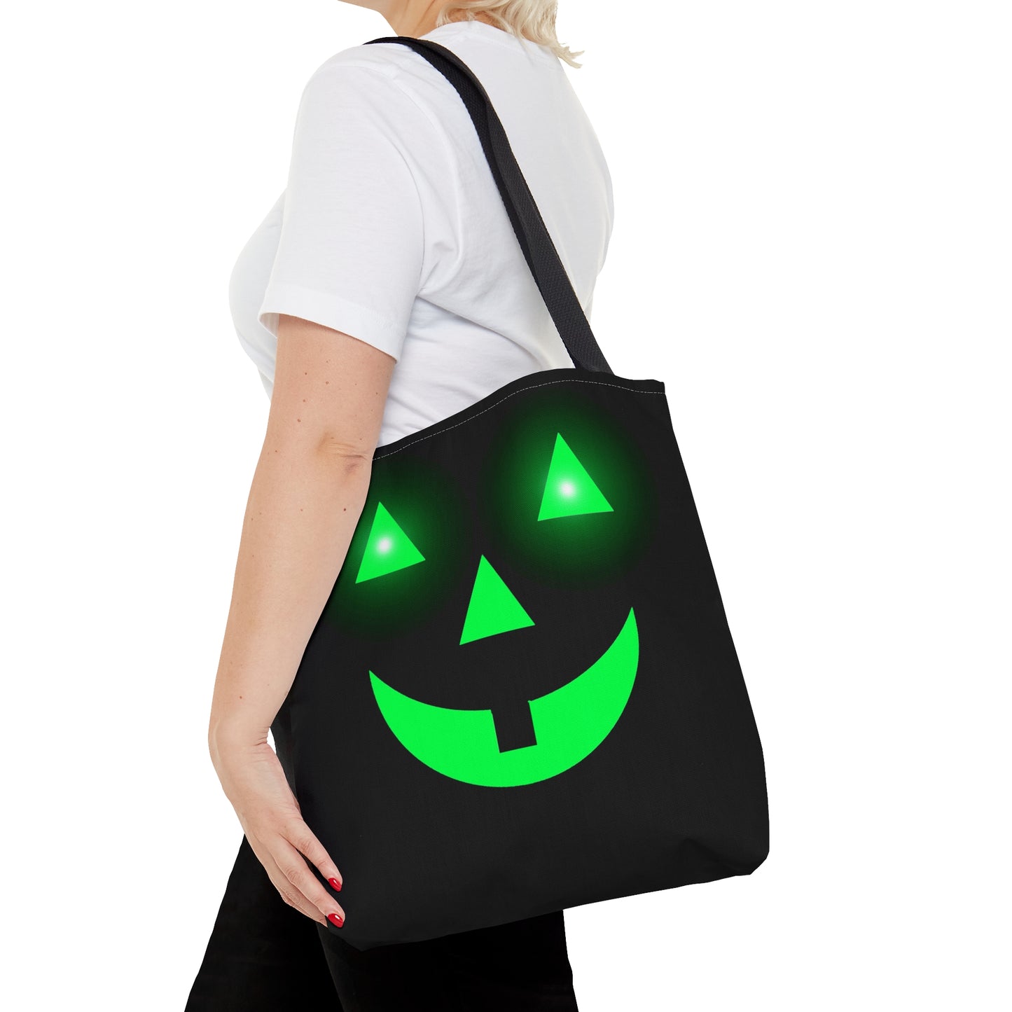 Glowing Pumpkin Face Halloween Candy Tote Bag