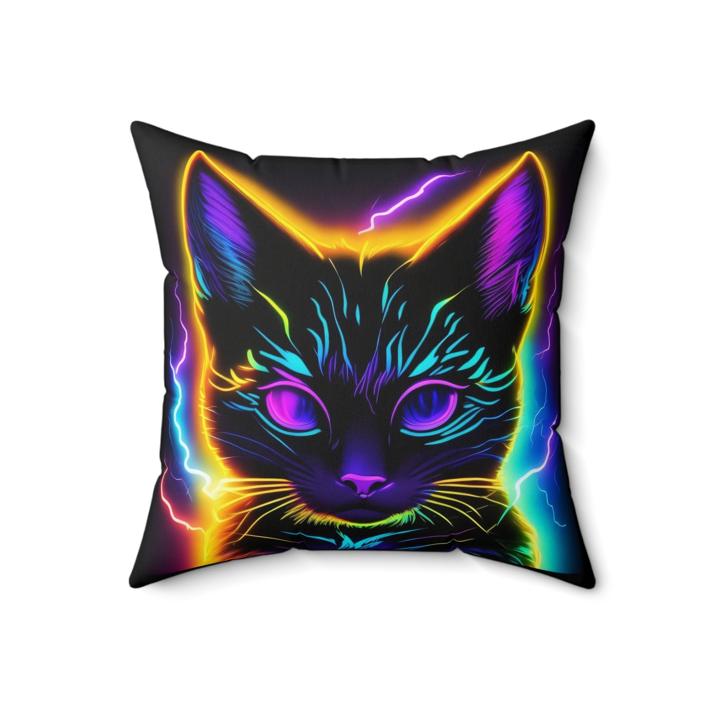 Electric Cat, Spun Polyester Square Pillow