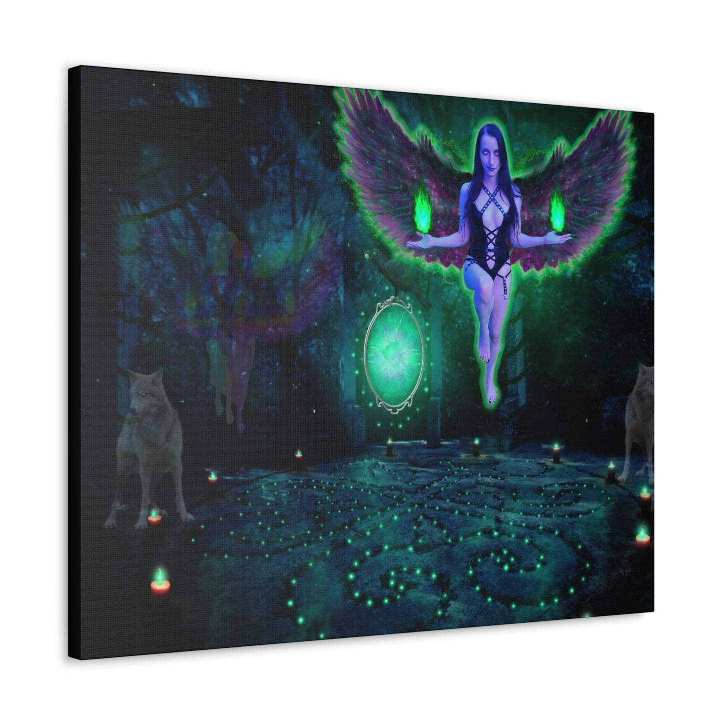 Dark Fairy Magic, Fantasy Art, Fae Goddess, Canvas Art, Wall Decor, Unique Gifts, Original Art