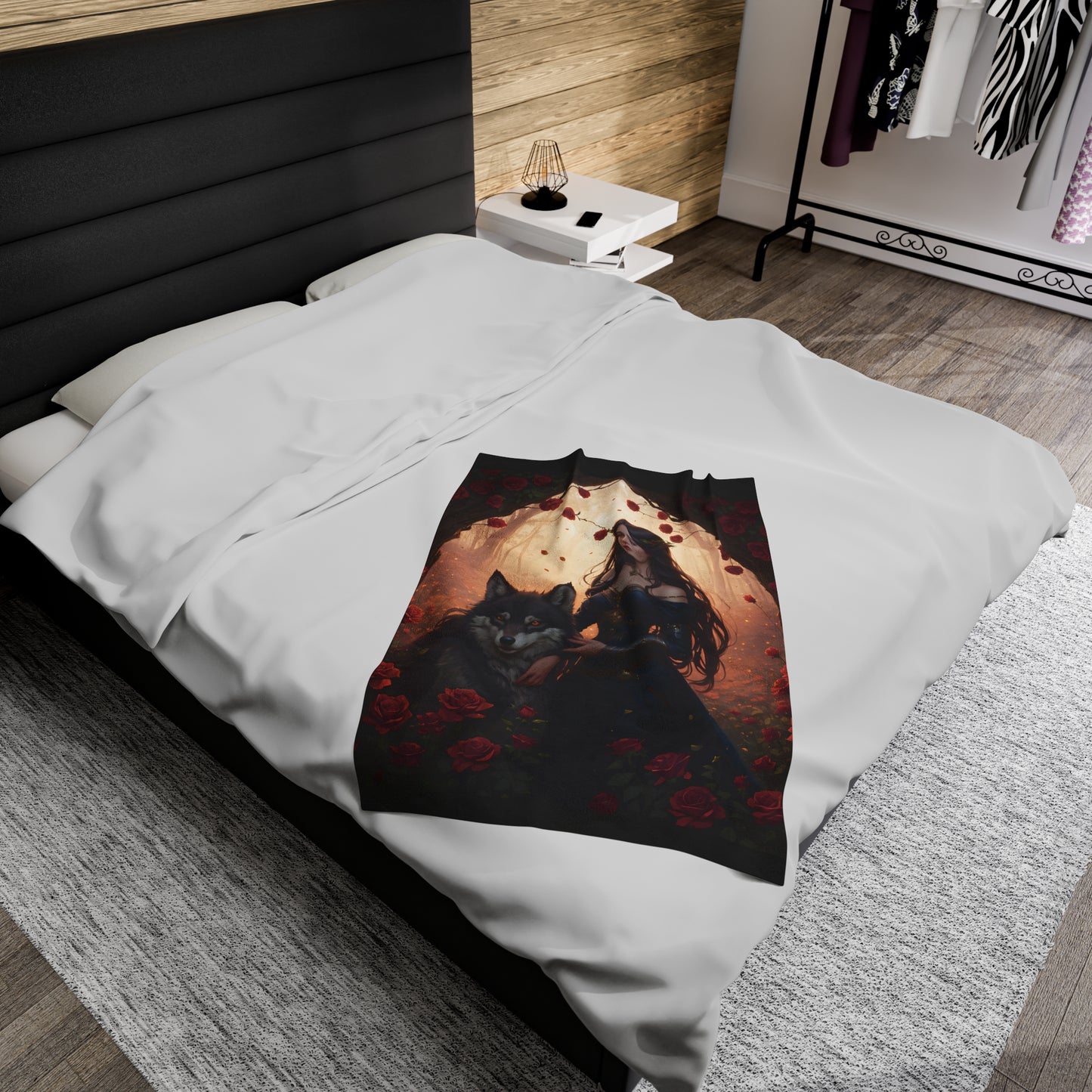 Wolf Enchantress, Plush Blanket