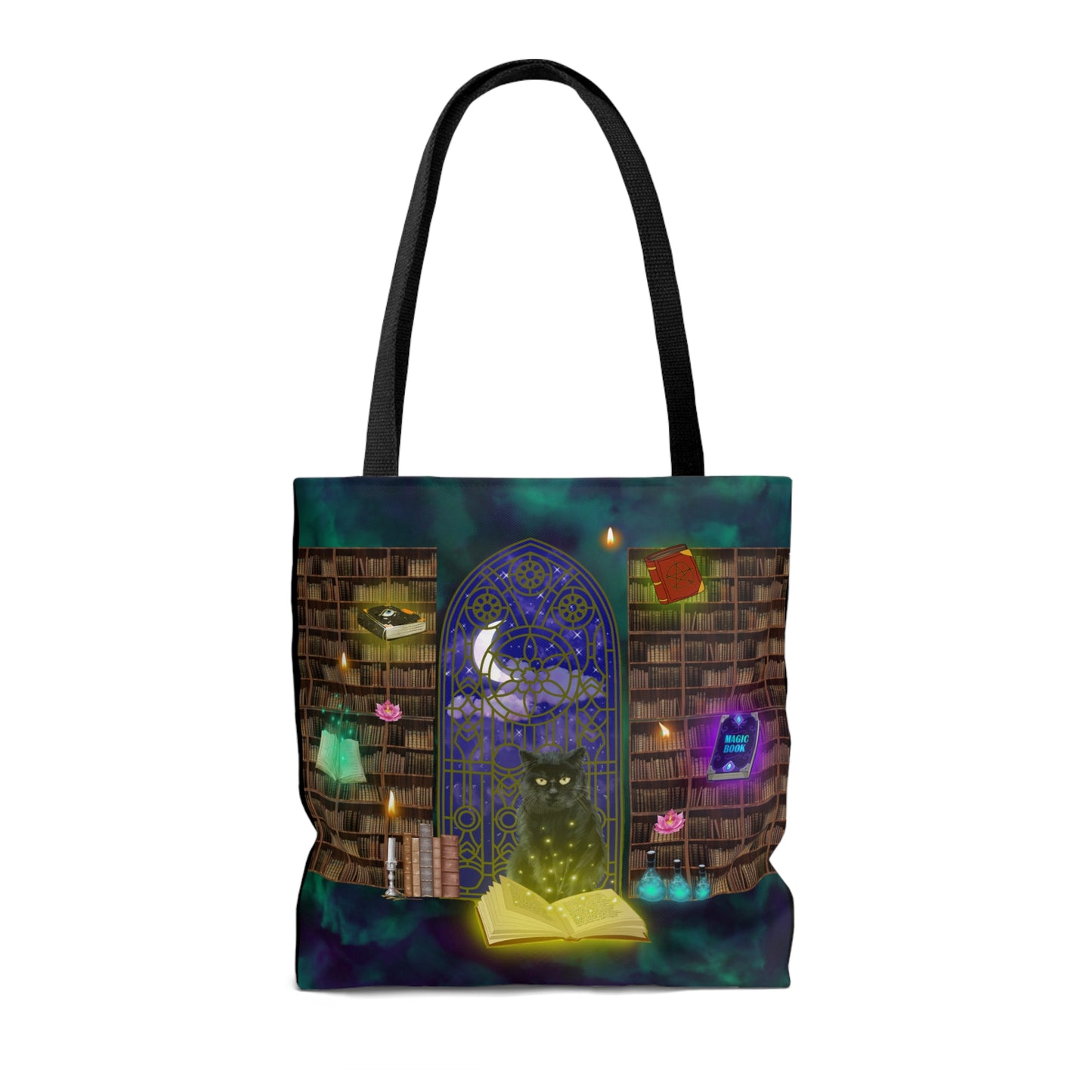 Mystic Black Cat Halloween Candy Tote Bag