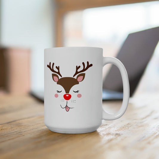 Cute Reindeer Christmas Ceramic Mug 15oz