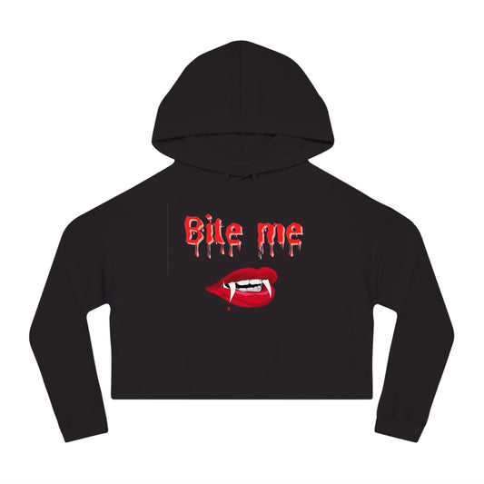 Eat Me Christmas Womens Cropped Hooded Sweatshirt