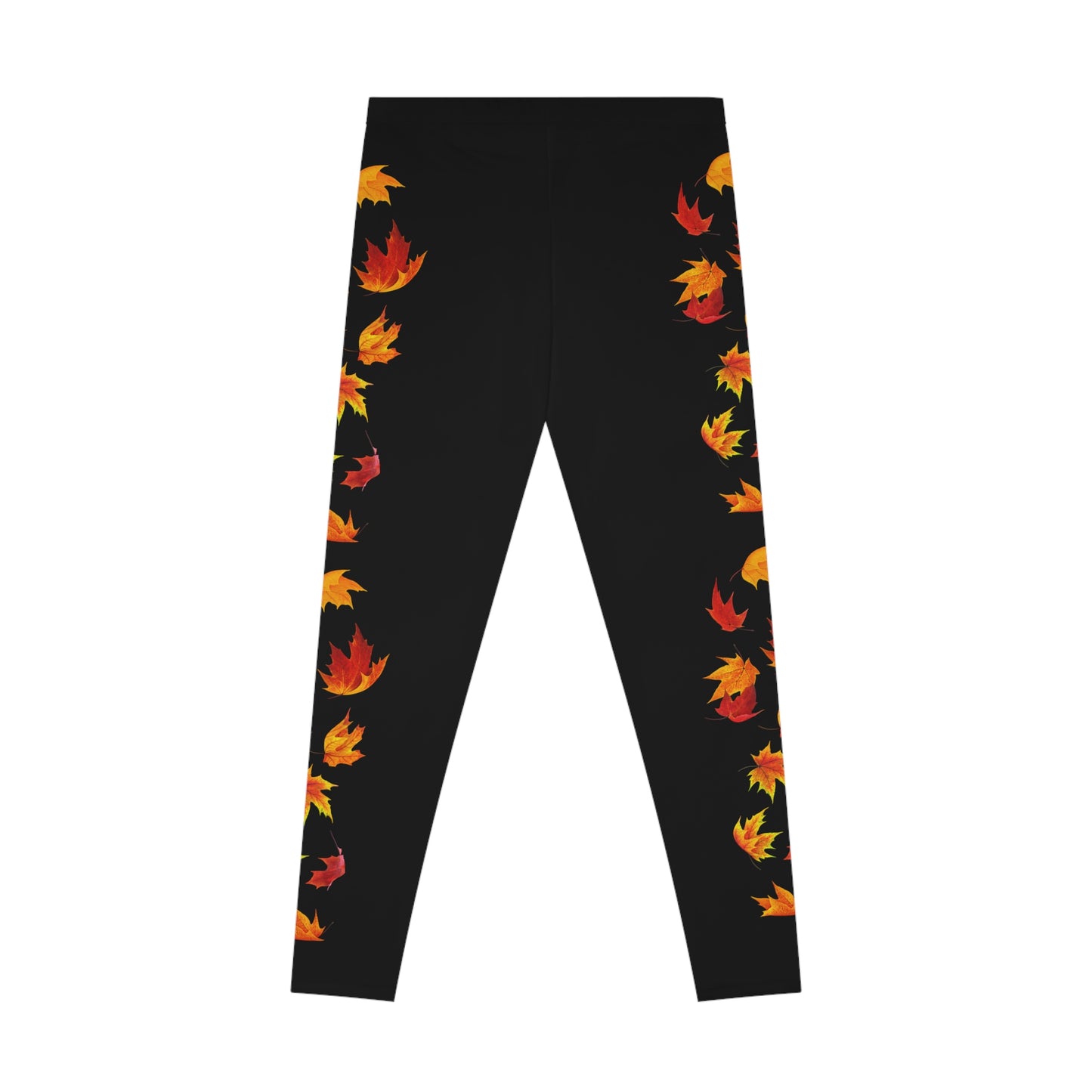 Falling leaves Stretchy Fall Leggings Black