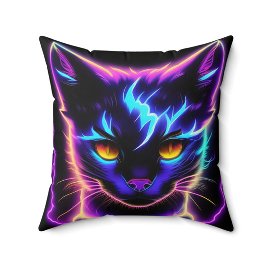 Lightning Kitten, Spun Polyester Square Pillow