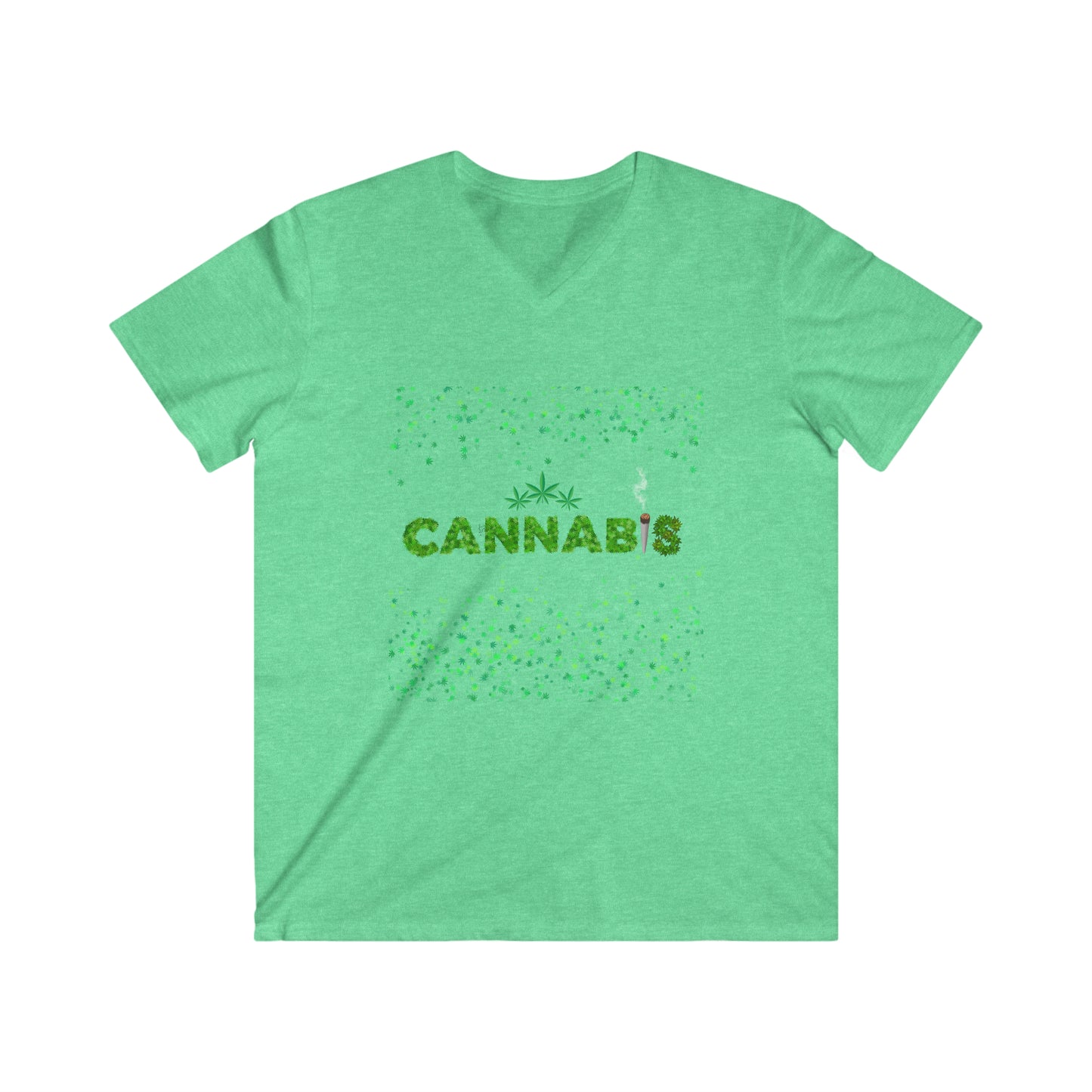 Cannabis, Men's Fitted V-Neck Short Sleeve Tee