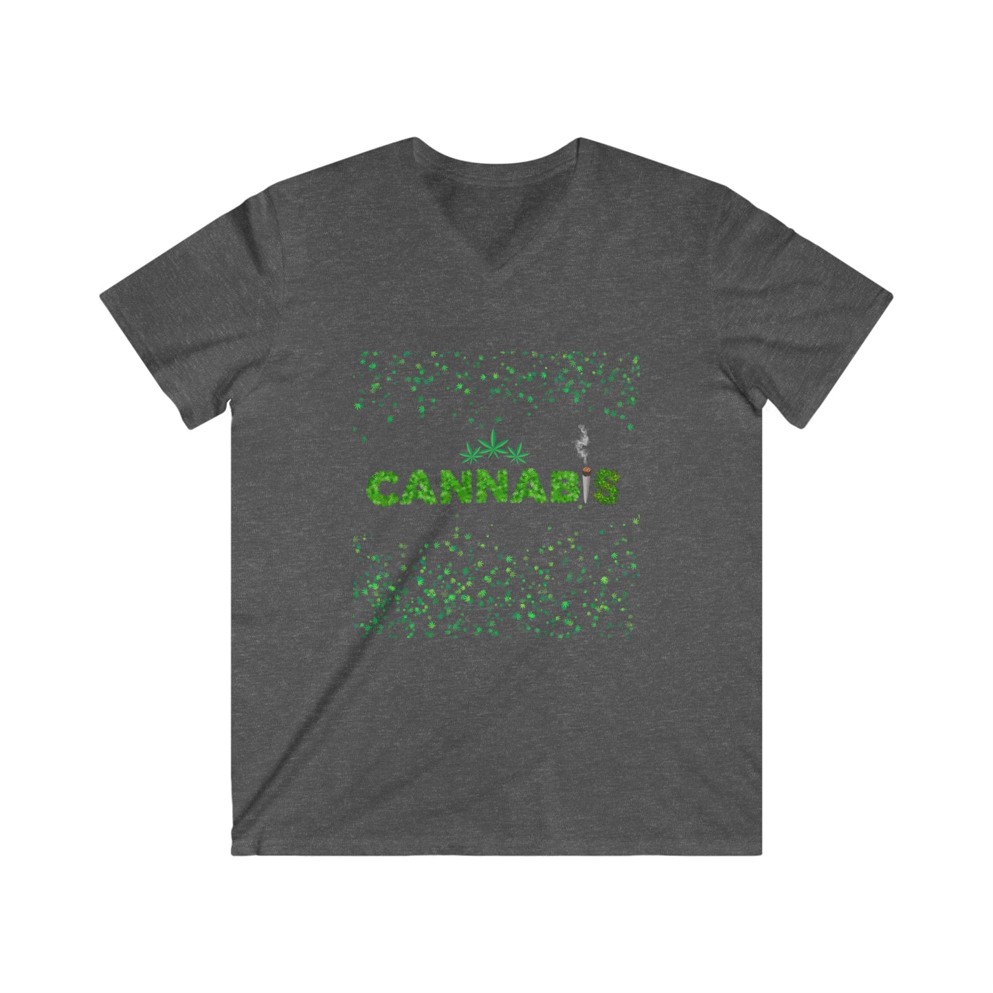 Cannabis, Men's Fitted V-Neck Short Sleeve Tee