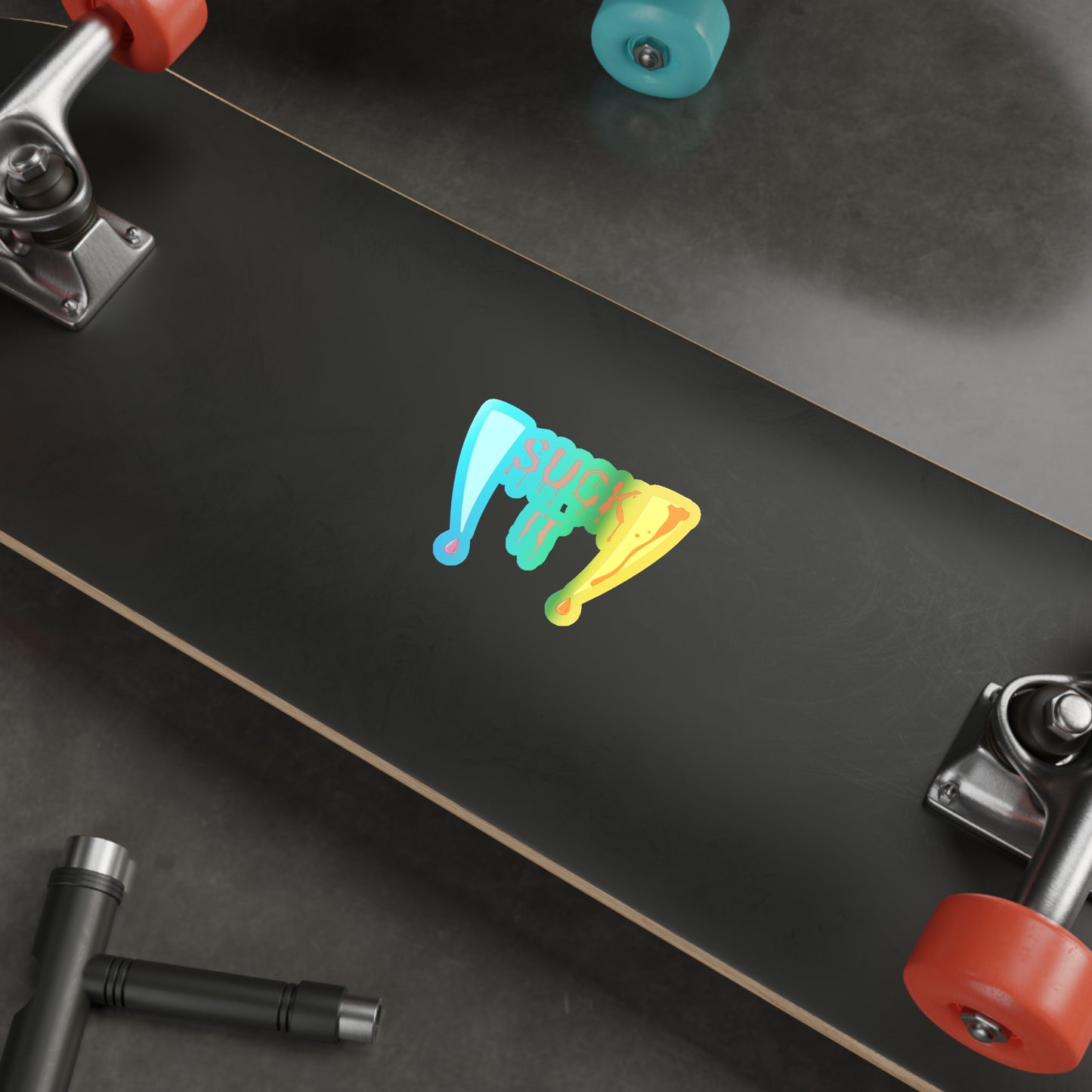 Halloween Rainbow Holographic Die-cut Vinyl Stickers Vampire Fangs