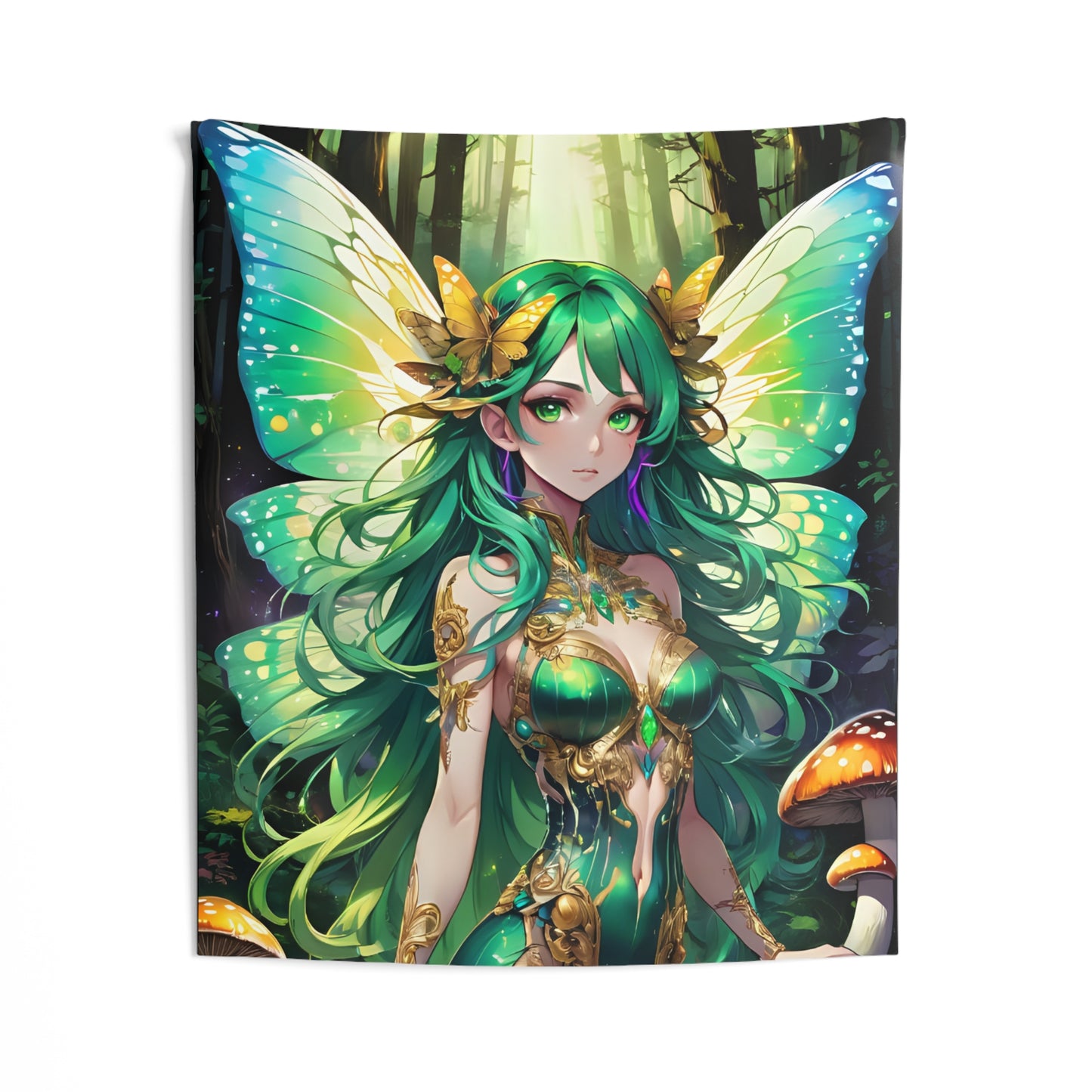 Jade Butterfly Fairy, Wall Tapestry 51 x 60