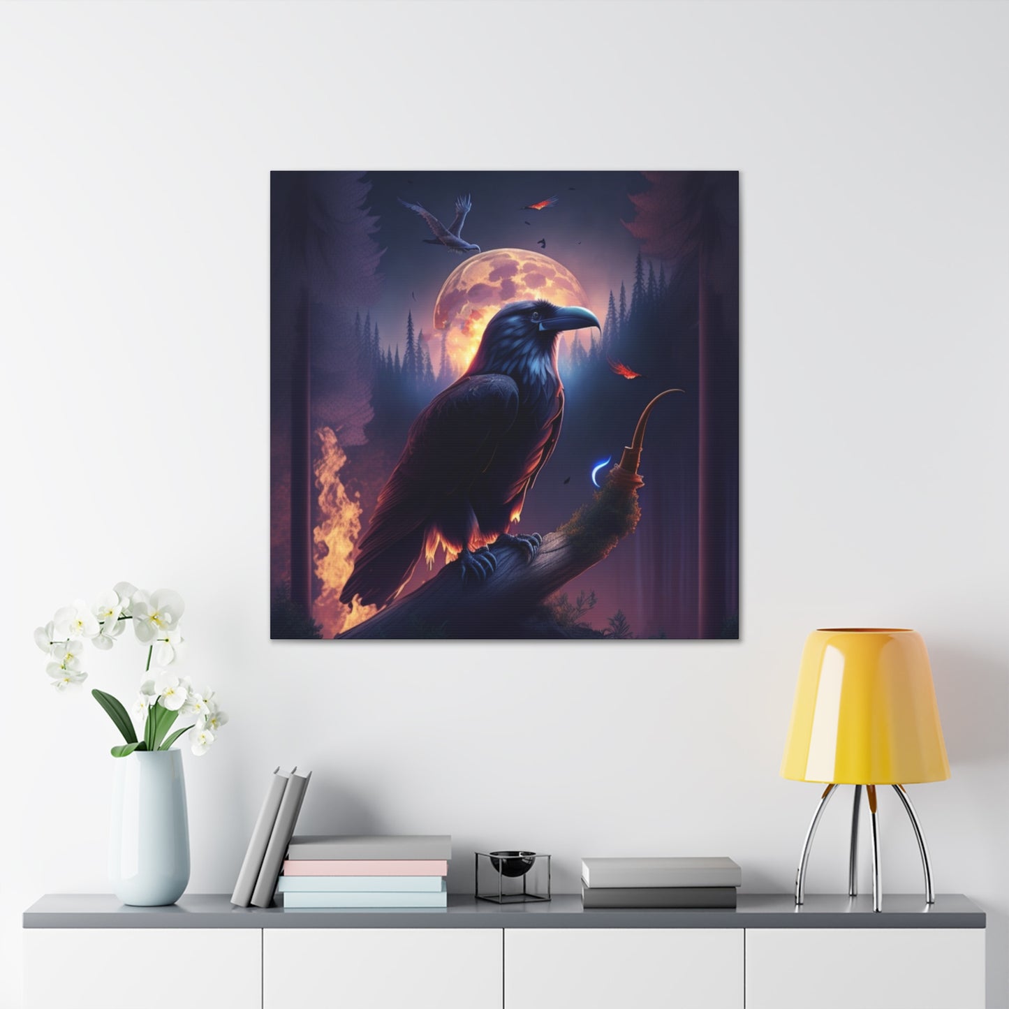 Raven Guide, Canvas Art, Canvas Print, Wall Decor, Original Art, Unique Gifts