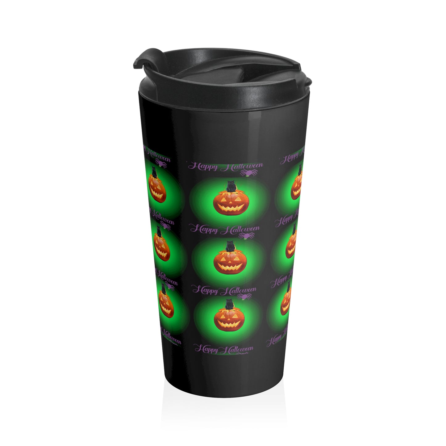 Stainless Steel Black cat Halloween Travel Mug with Insert