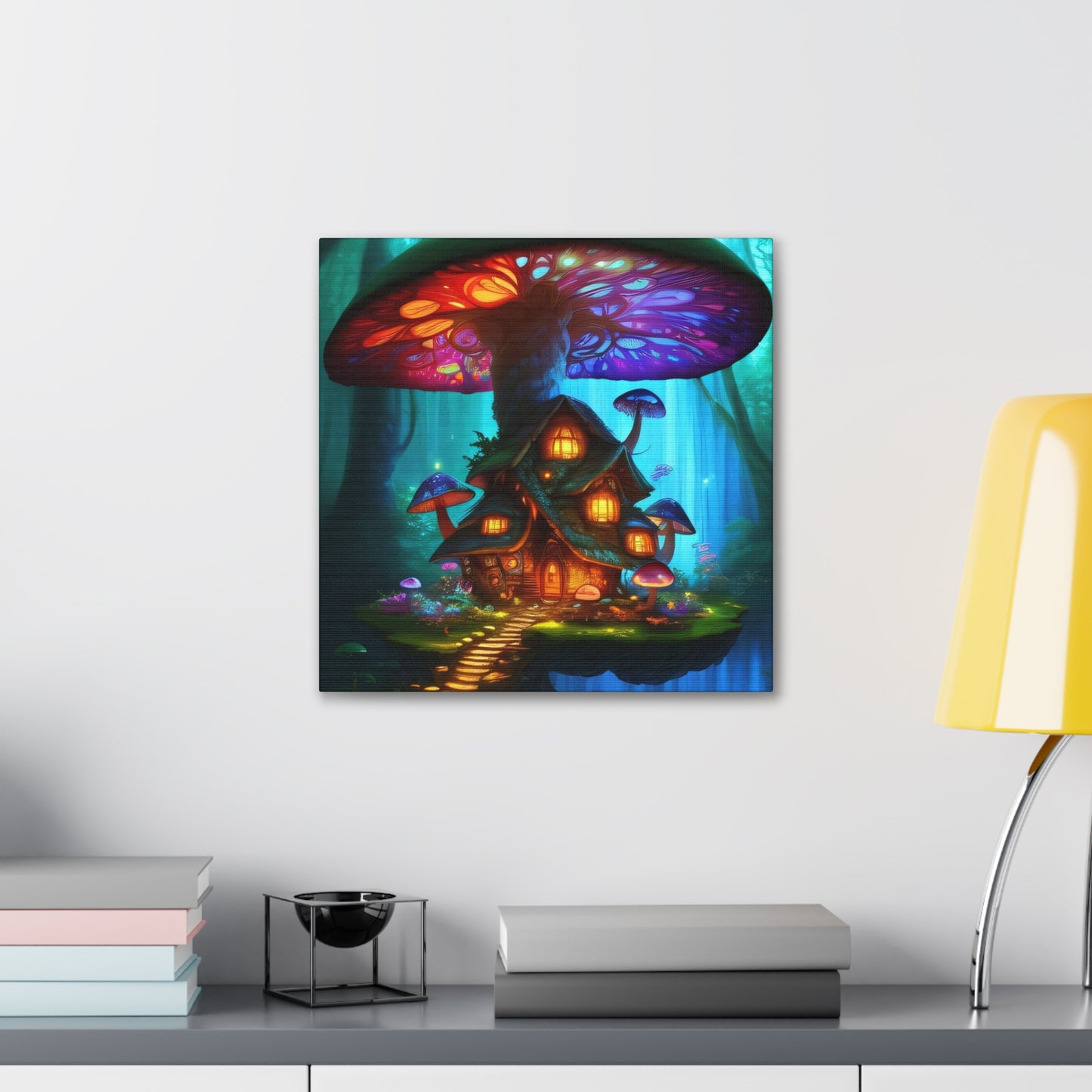 Mystic Mushroom House, Canvas Art, Canvas Print, Wall Decor, Original Art, Unique Gifts