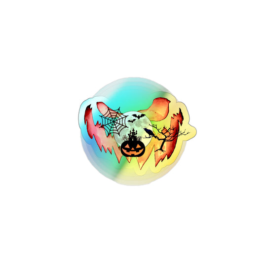 Haunted Halloween Rainbow Holographic Die-cut Vinyl Stickers