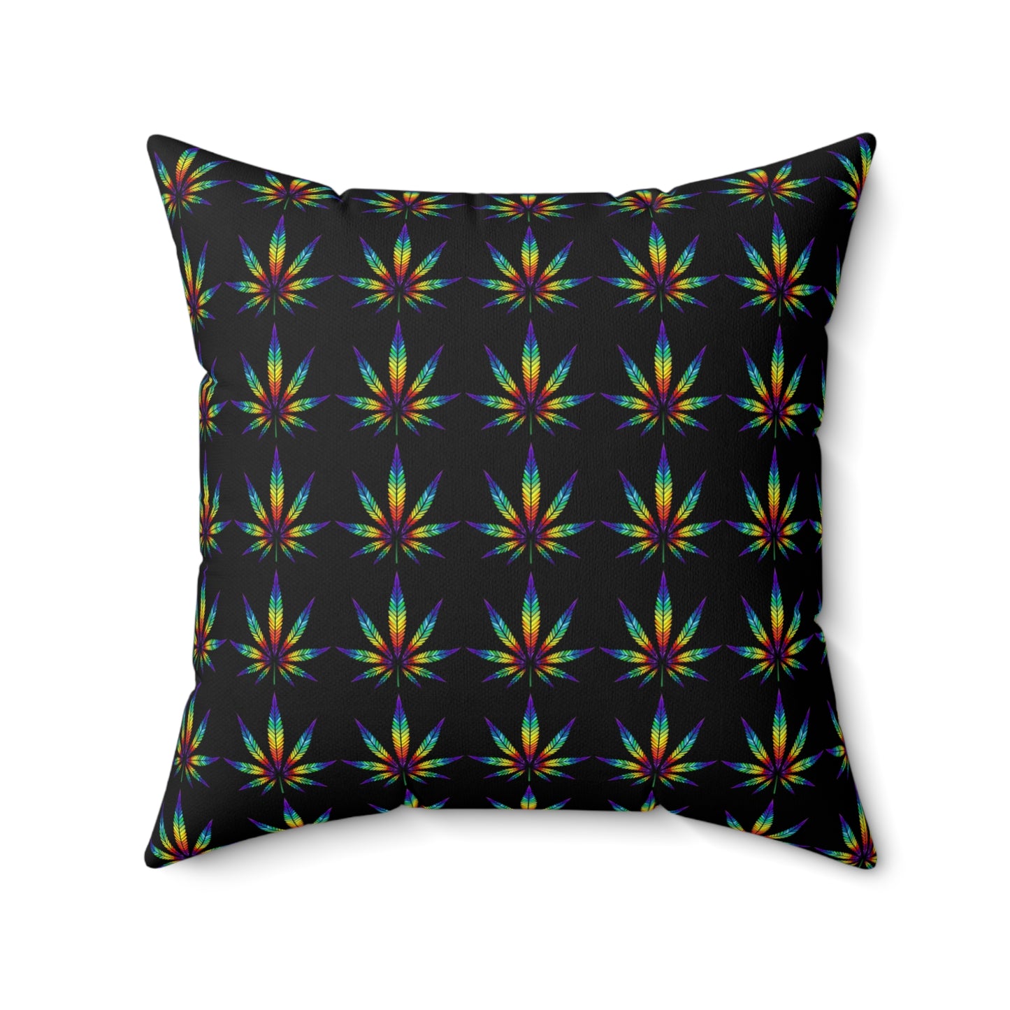 Rainbow Cannabis Leaves, Spun Polyester Square Pillow