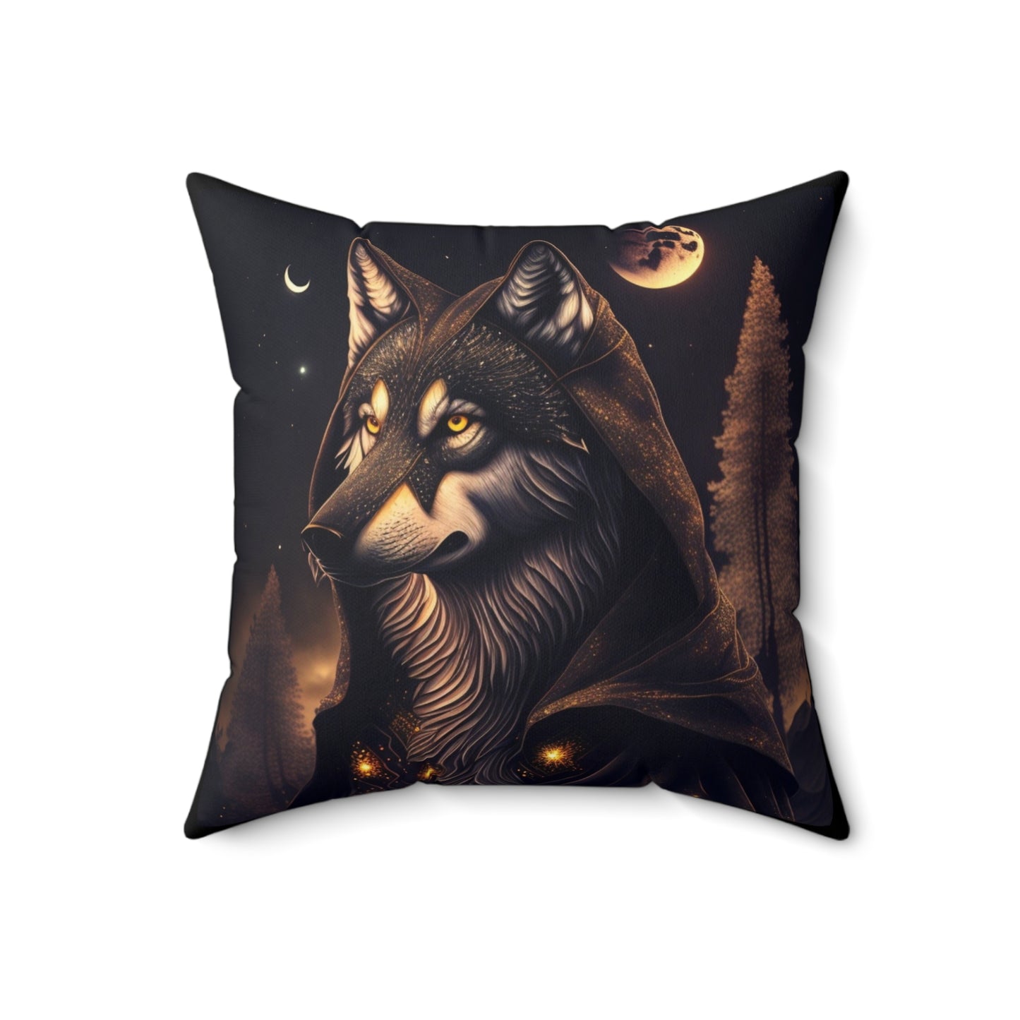 Wolf Mage Adventures, Spun Polyester Square Pillow