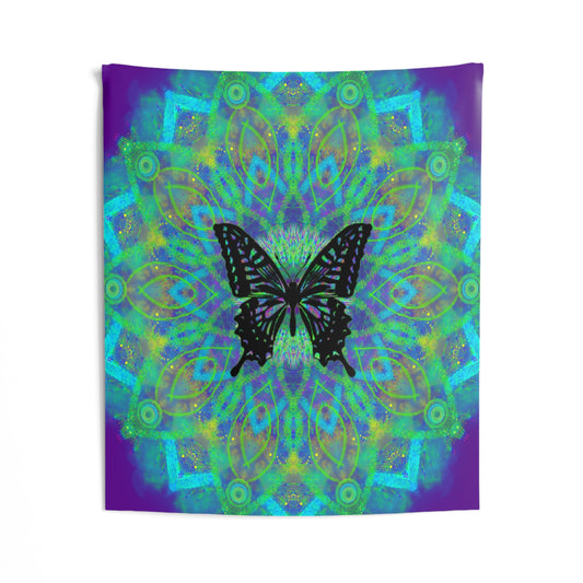 Mystic Butterfly Mandala Indoor Wall Tapestry 51 x 60