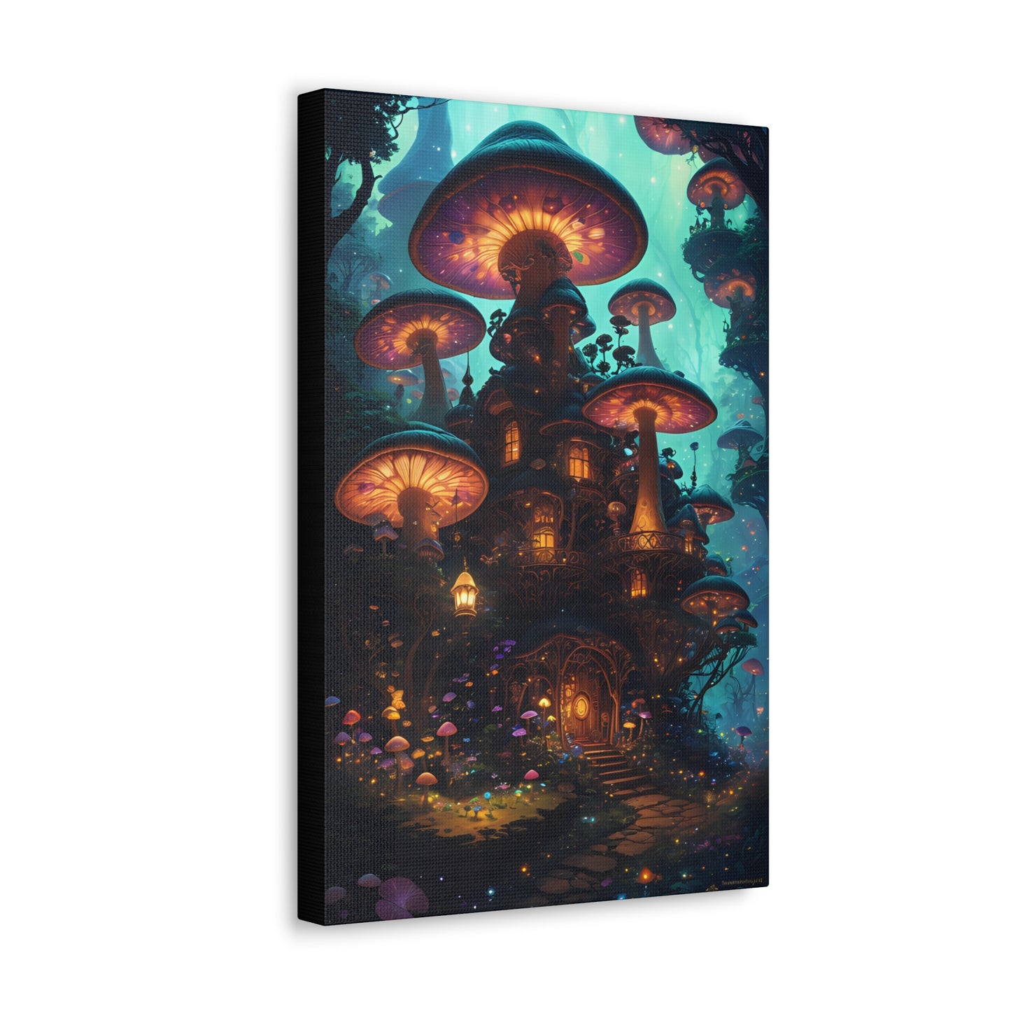 Fairy Mushroom Home, Canvas Art, Canvas Print, Wall Decor, Original Art, Unique Gifts