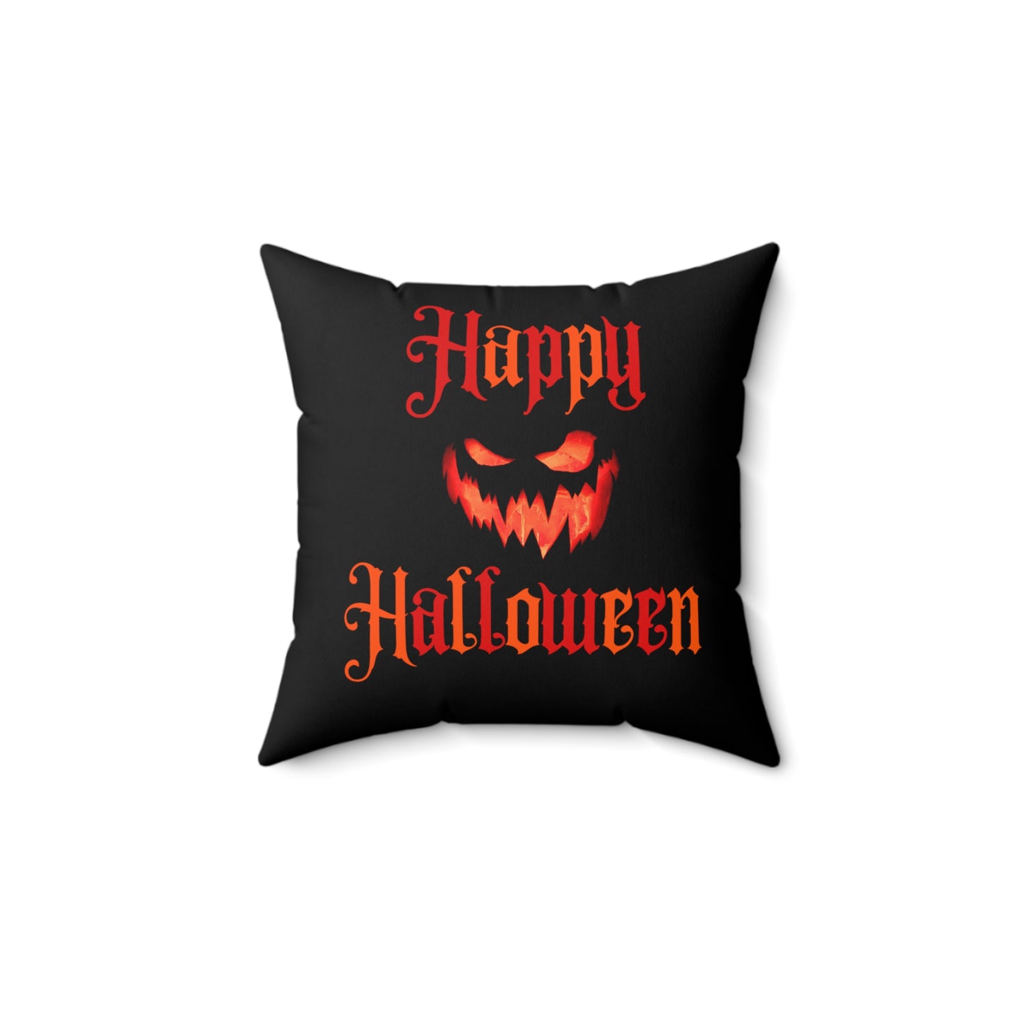 Happy Halloween Pillow Spooky Pumpkin Spun Polyester Square Pillow