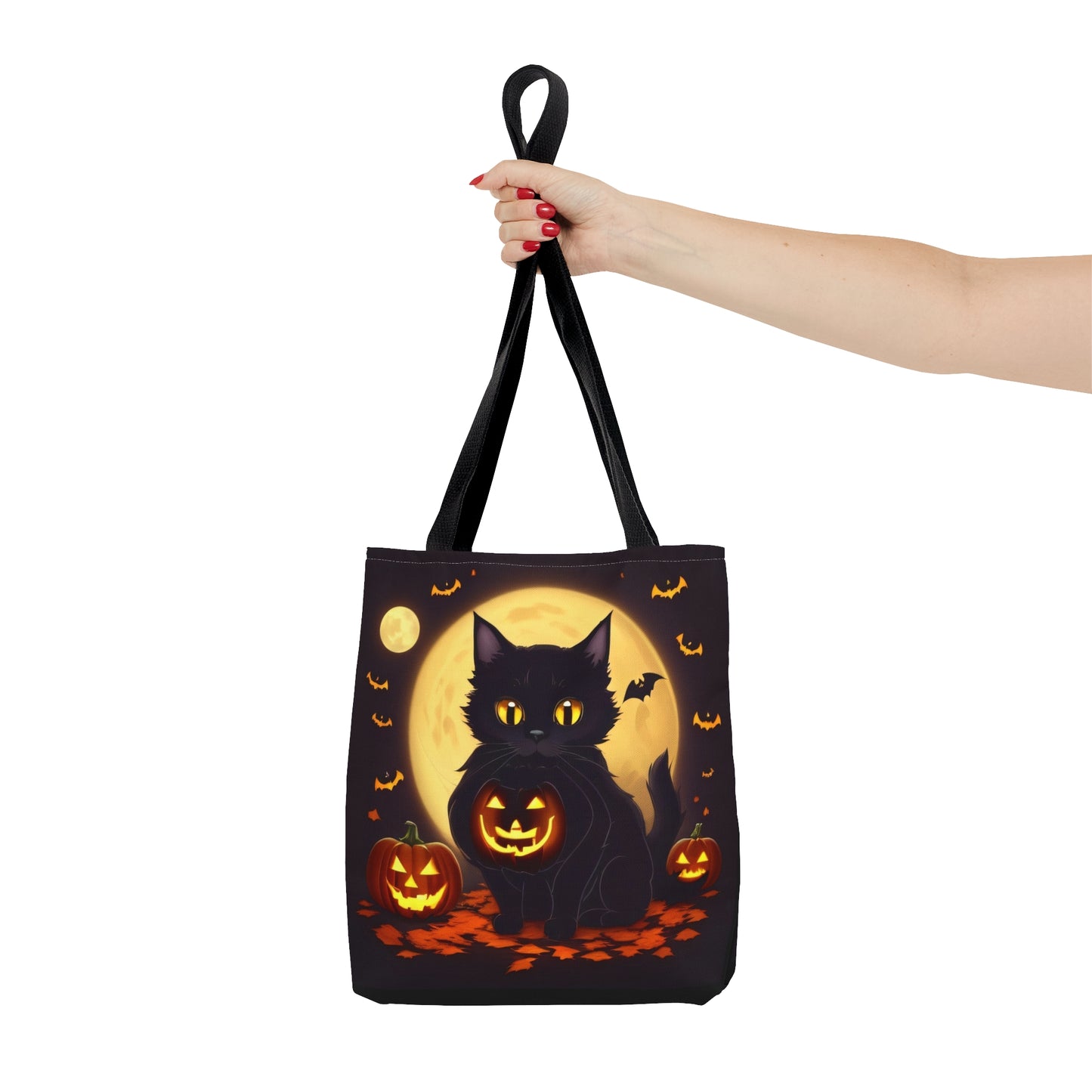 Eerie Night Black Cat Halloween Candy Tote Bag