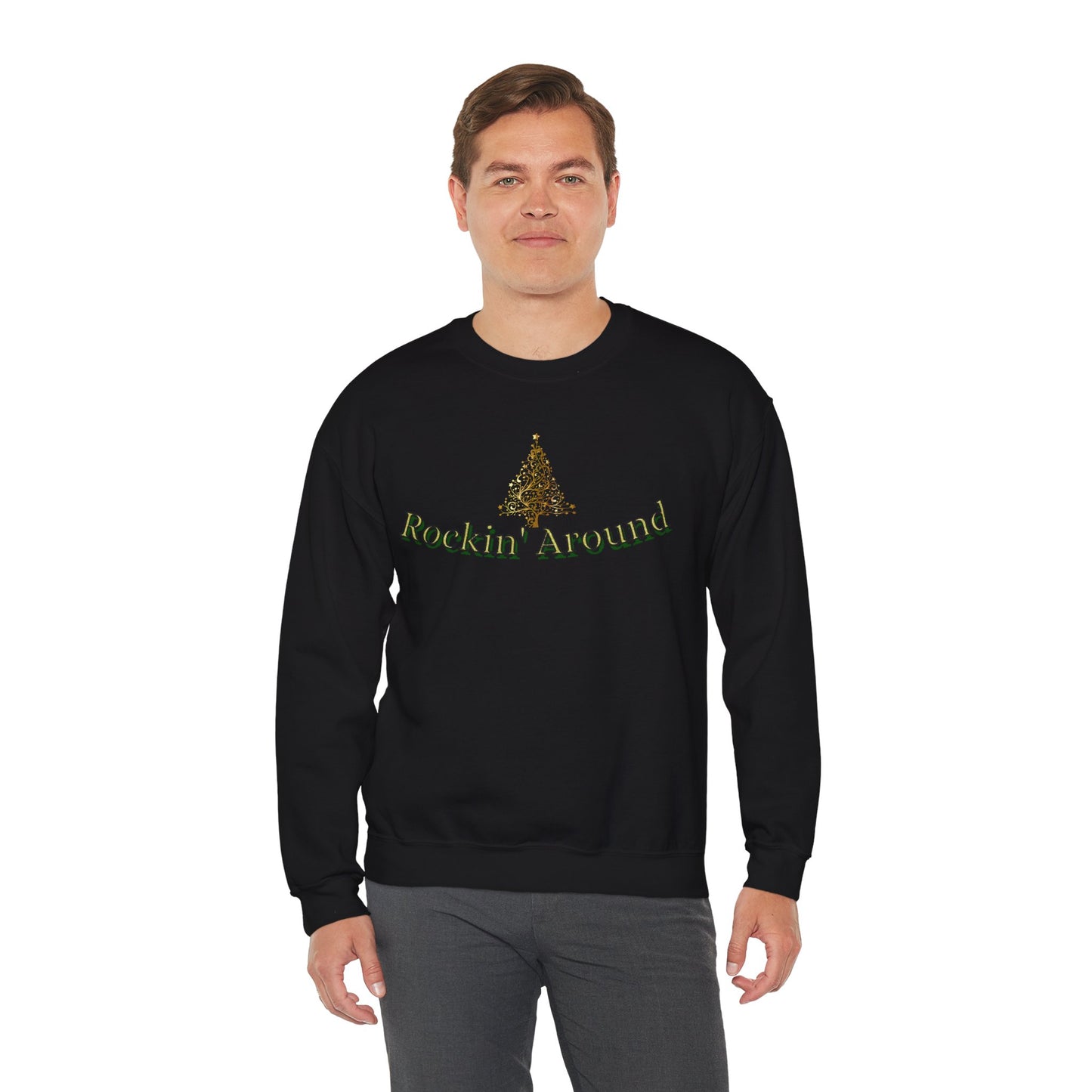 Rockin Around the Christmas Tree Hoodie. Christmas Tree Sweatshirt. Unisex Adult Holiday Shirt. Minimal Merry Xmas Crew.