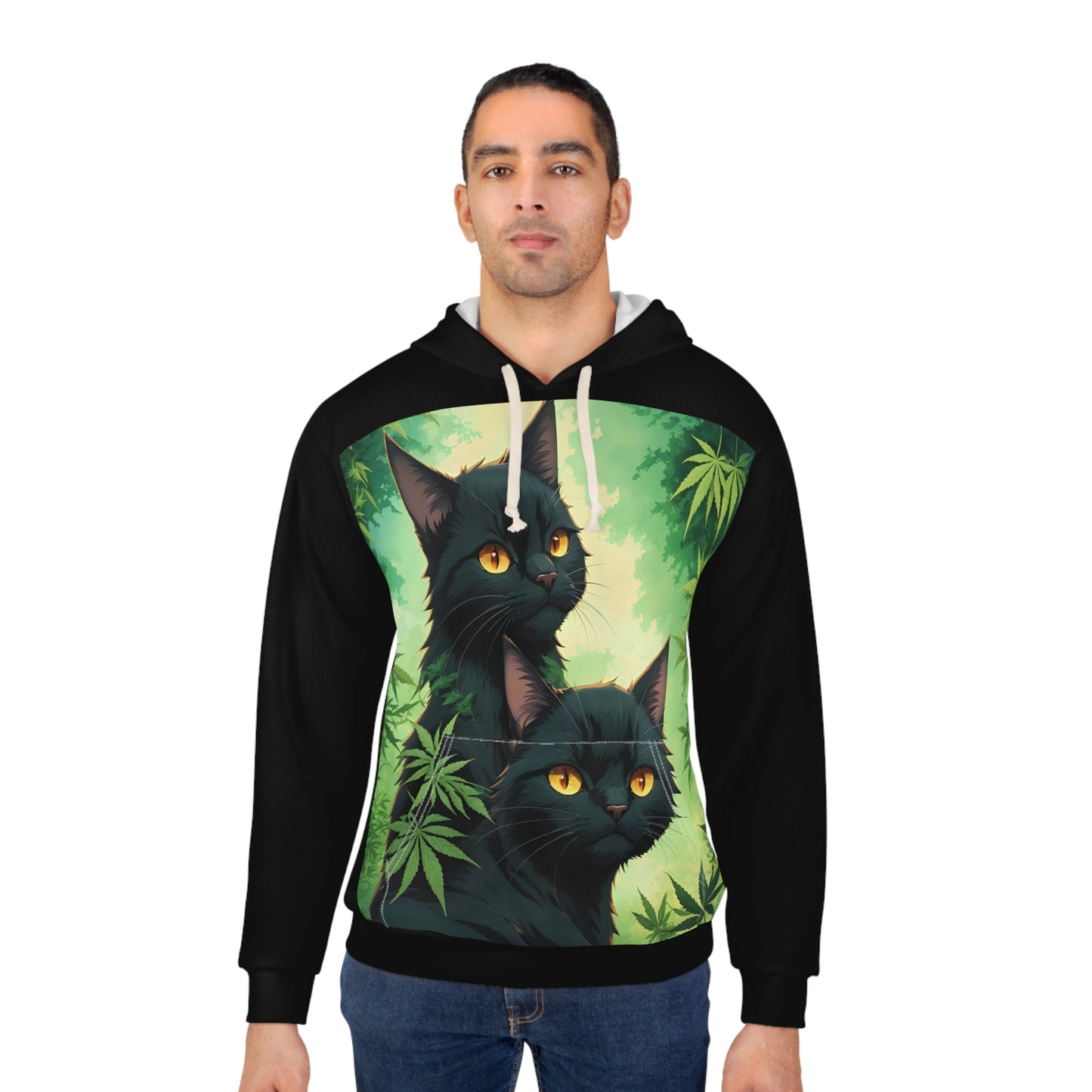 Black Cat, Pullover Hoodie (AOP)