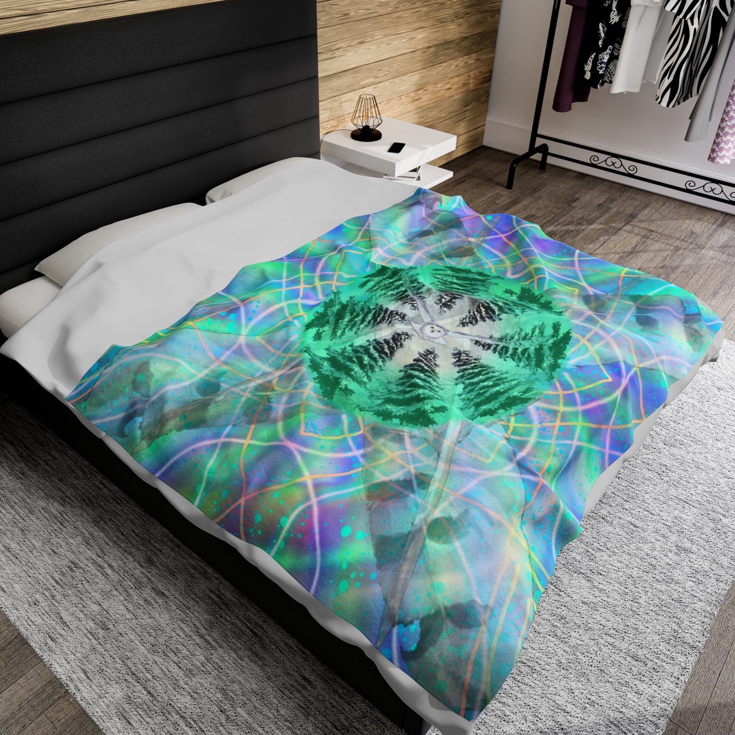 Owl Medicine Mandala Giant Velveteen Plush Blanket