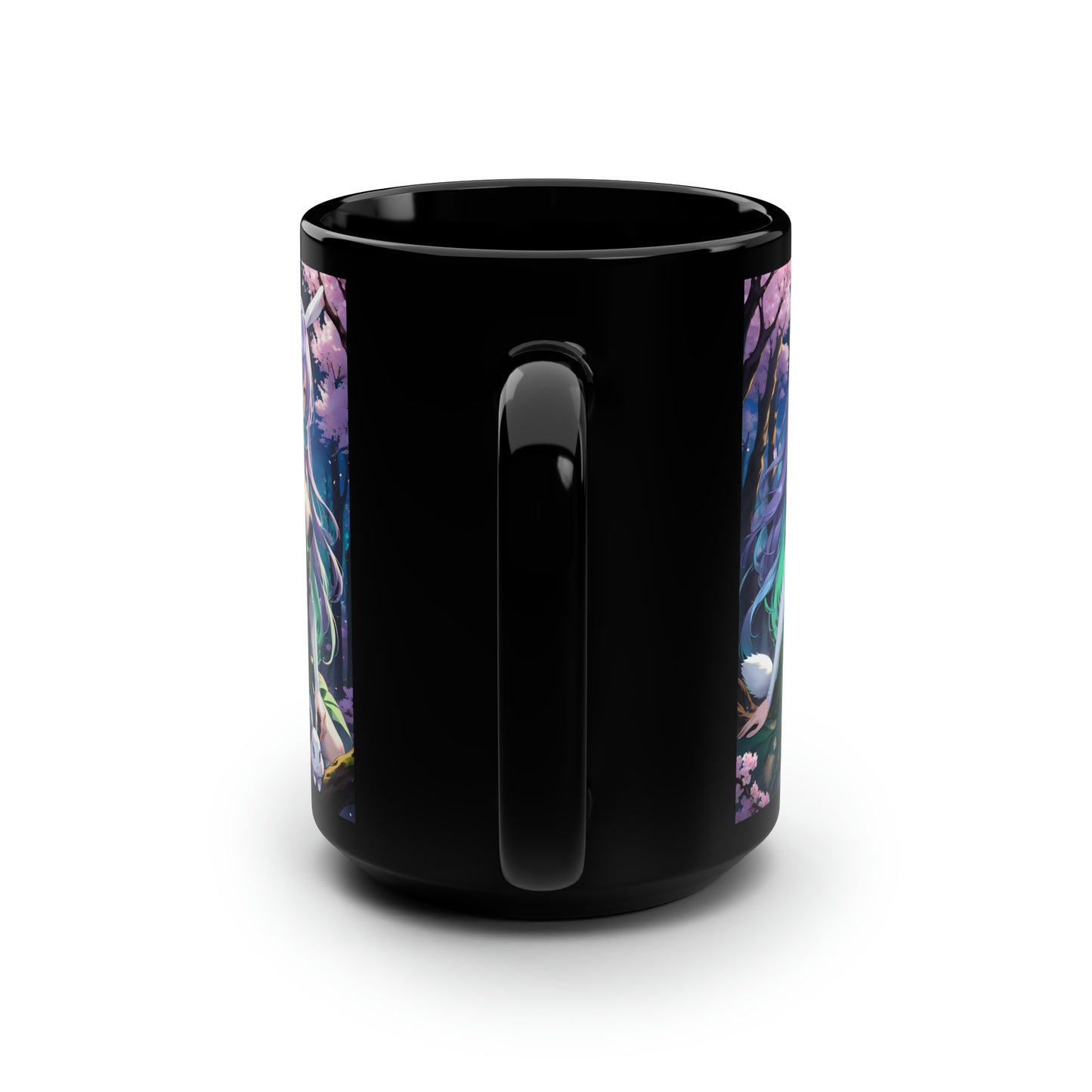 Rabbit Deity, Black Mug, 15oz