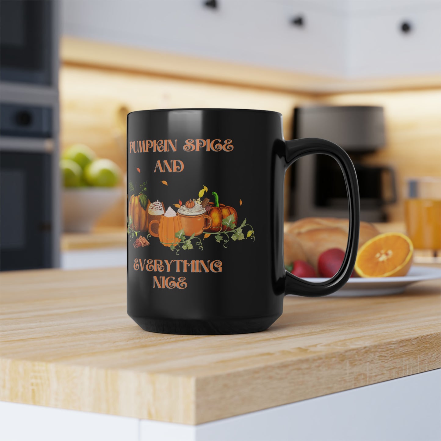 Pumpkin Spice and Everything Nice Black Halloween Mug, 15oz