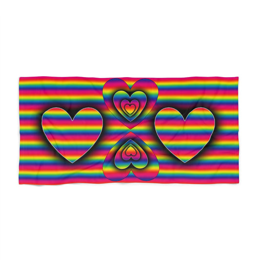 Rainbow PRIDE Heart Beach Towel